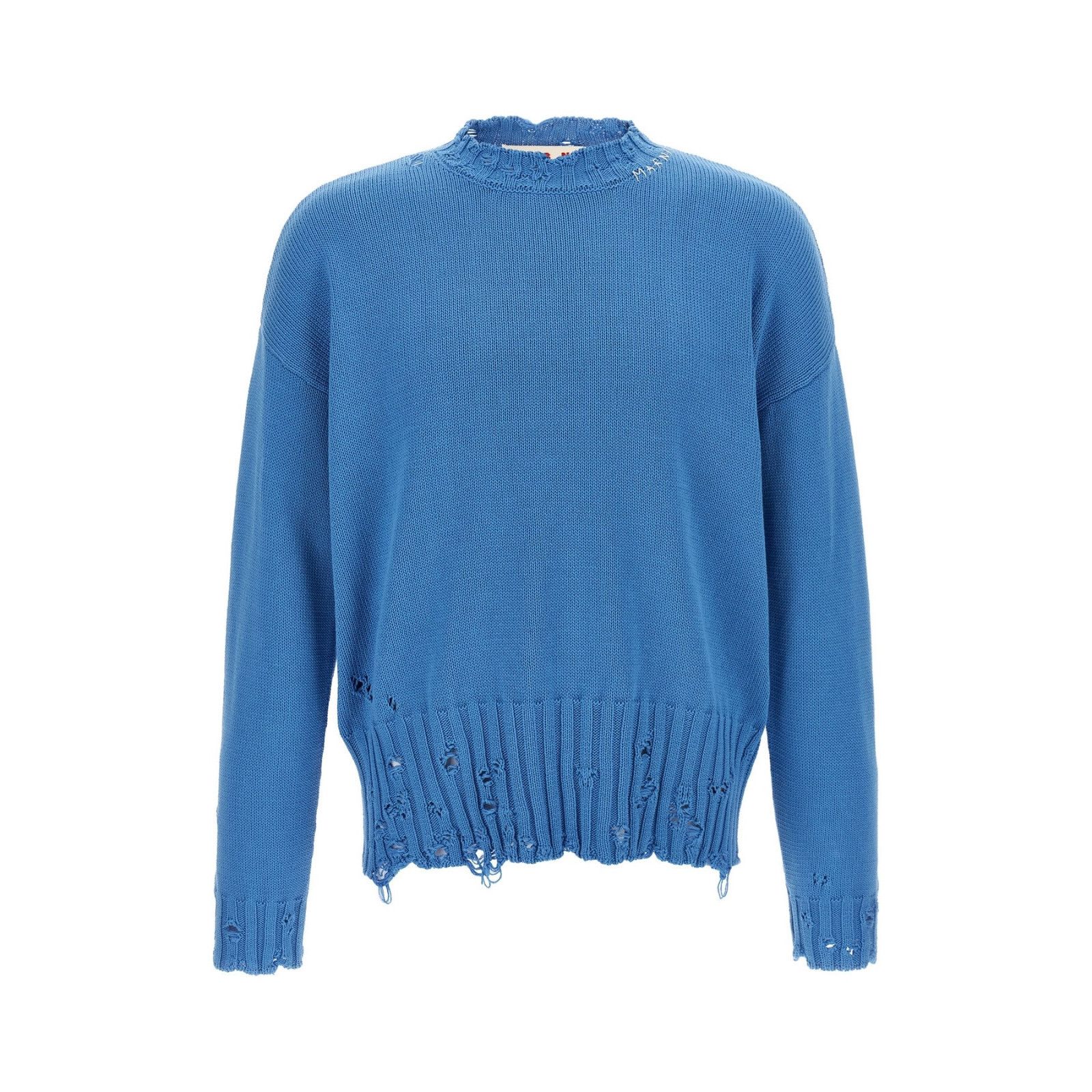 Marni MARNI Embroidery Blue Destroyed Sweater New & Authentic (Men Size US M / EU 48-50 / 2 - 1 Thumbnail
