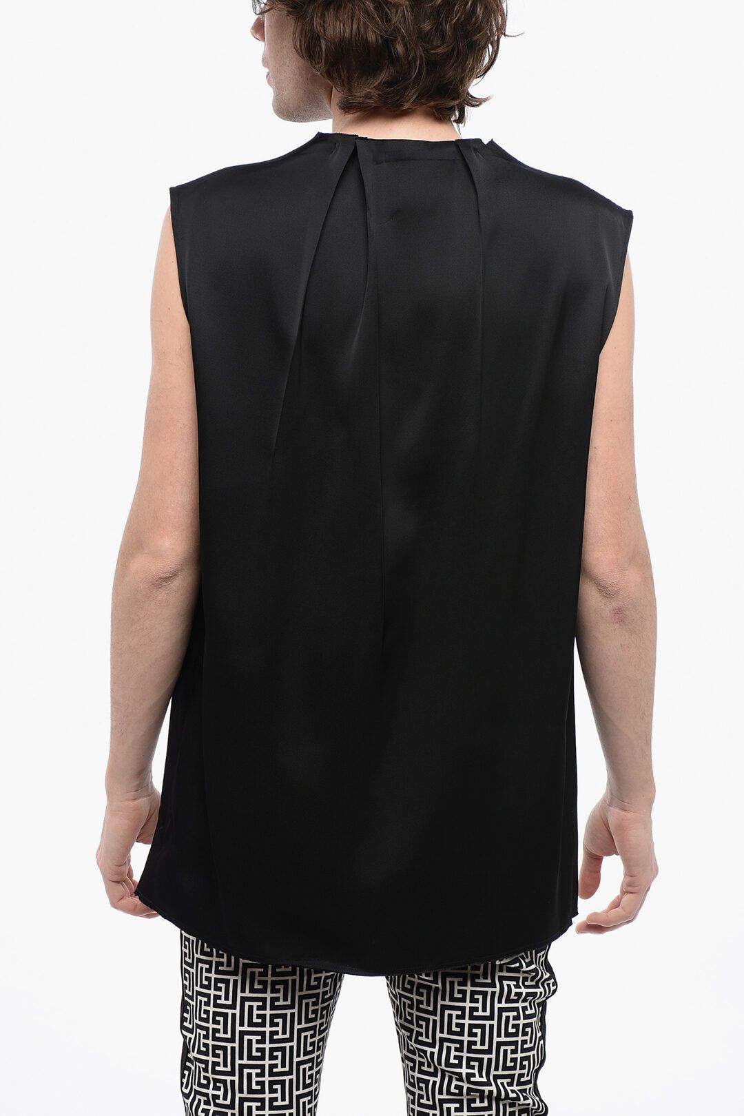 Jil Sander og1mm0625 Draped Neck Silk Blend Tank Top in Black Size US L / EU 52-54 / 3 - 2 Thumbnail