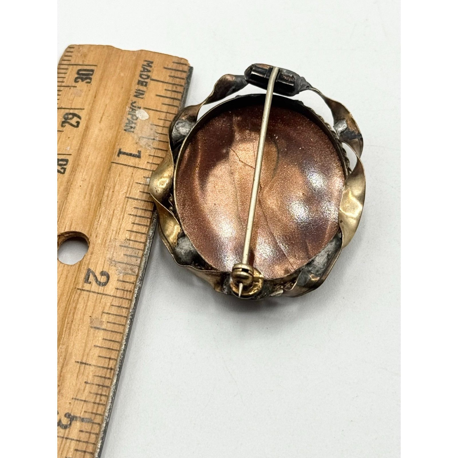 Vintage Antique Victorian Goldstone Micro Mosaic Bezel Brooch Pin Size ONE SIZE - 7 Thumbnail