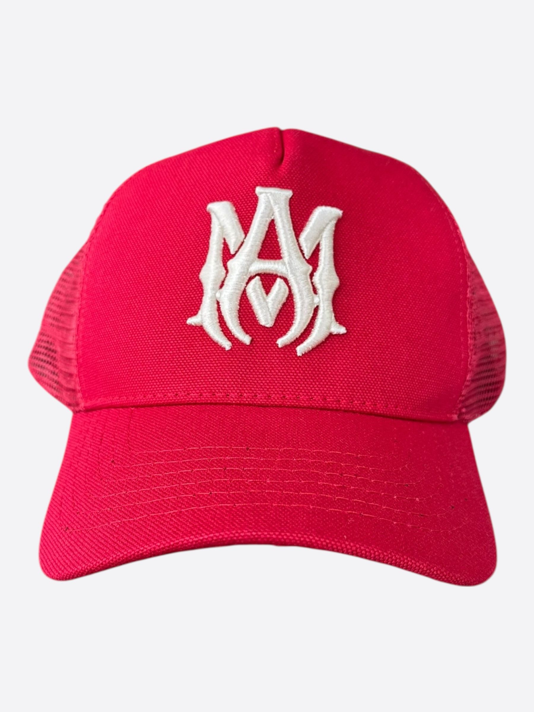 Amiri Amiri Red & White MA Logo Trucker Hat Size ONE SIZE - 1 Thumbnail