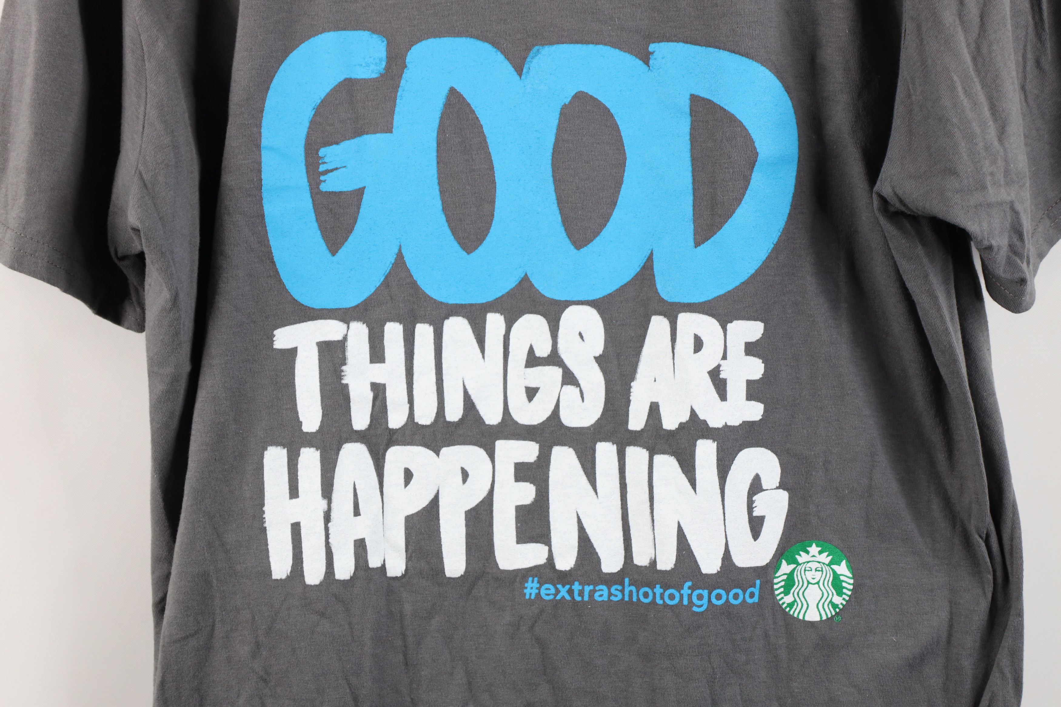 Vintage Starbucks Coffee Good Things Are Happening V-Neck T-Shirt Size L / US 10 / IT 46 - 4 Thumbnail