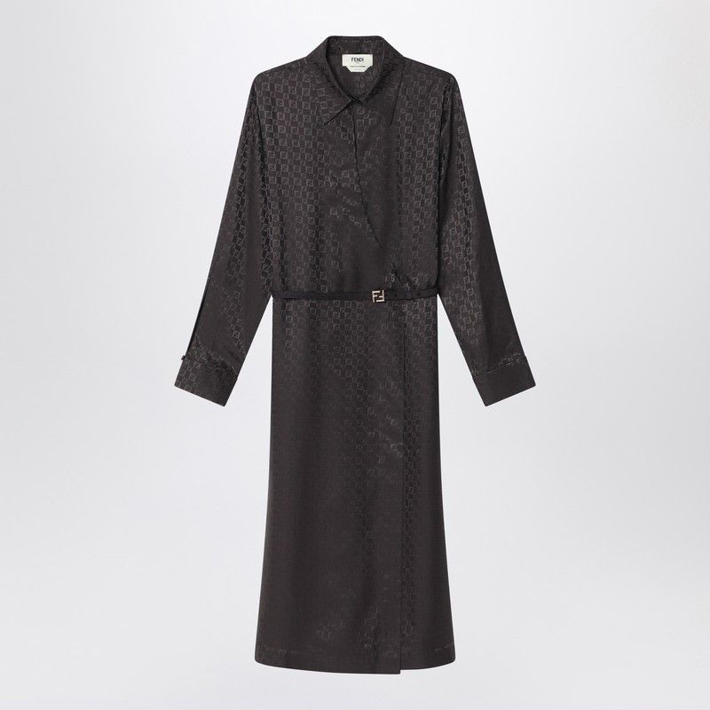 Fendi Fendi Brown Ff Jacquard Silk Dress Size M / US 6-8 / IT 42-44 - 1 Thumbnail