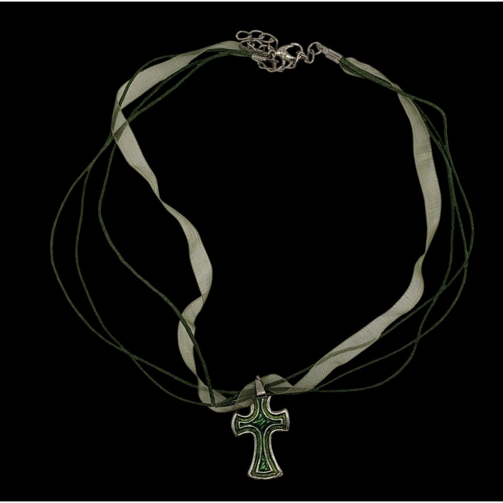 Other Whimsygoth Religious Green Cross Pendant Necklace Size ONE SIZE - 1 Thumbnail