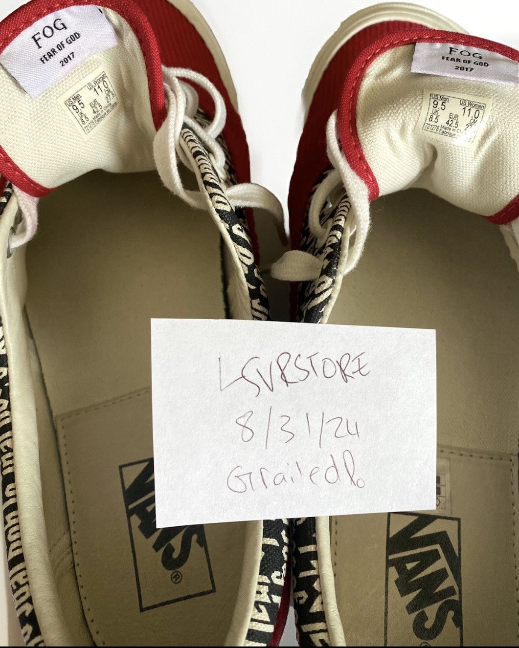 Fear of God × Vans Fear of God x Vans Era 95 DX Red Corduroy 9.5 - Gently Used Size US 9.5 / EU 42-43 - 8 Thumbnail
