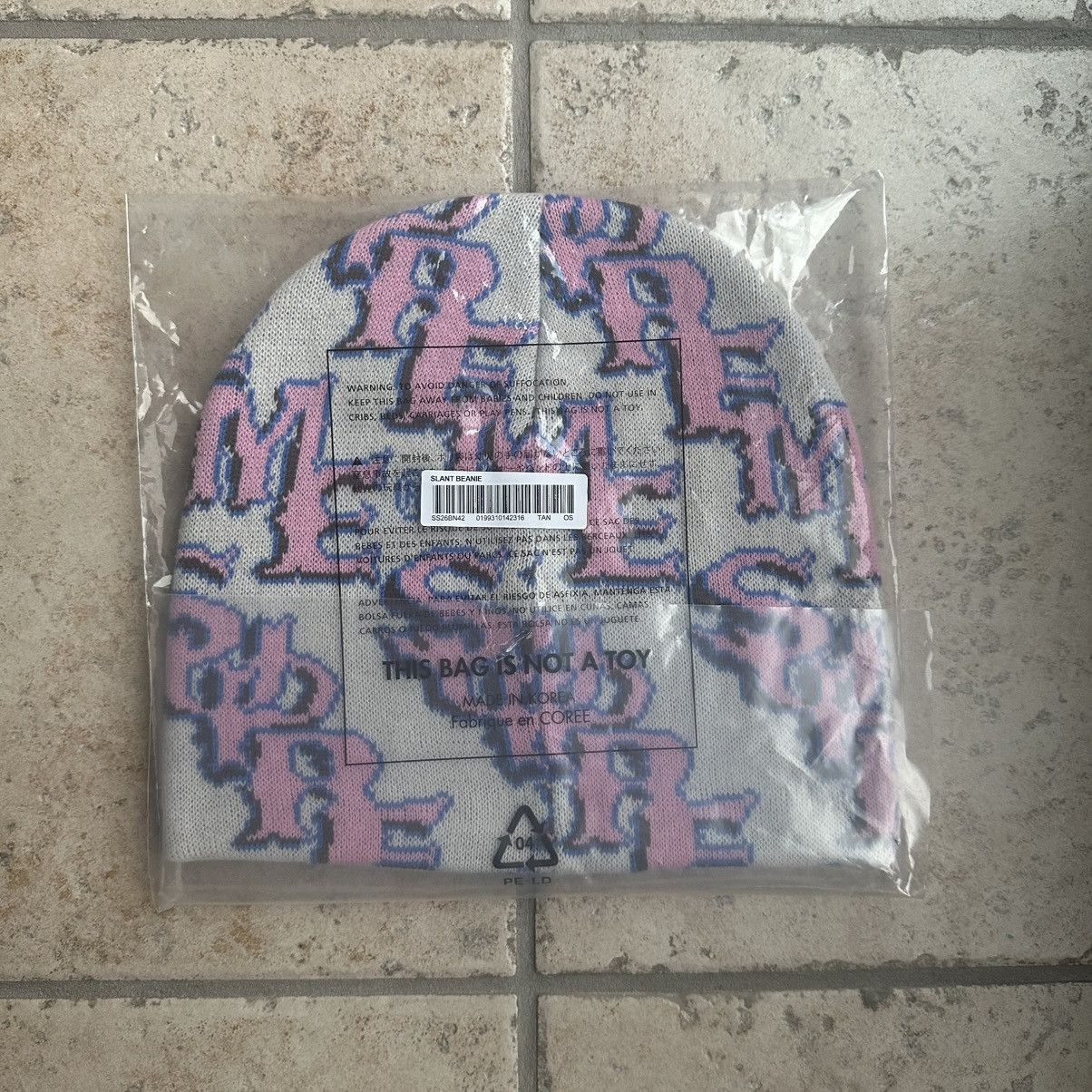 Supreme Supreme Slanted Gothic Outline Beanie (Art Dealer) Light Tan Size ONE SIZE - 2 Thumbnail