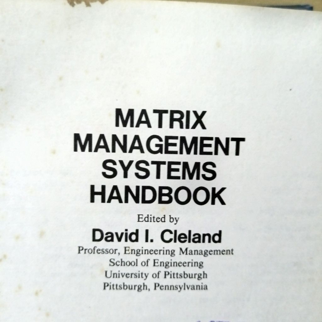 Other Matrix Management Systems Handbook Edited by David I.Cleland Size ONE SIZE - 4 Thumbnail
