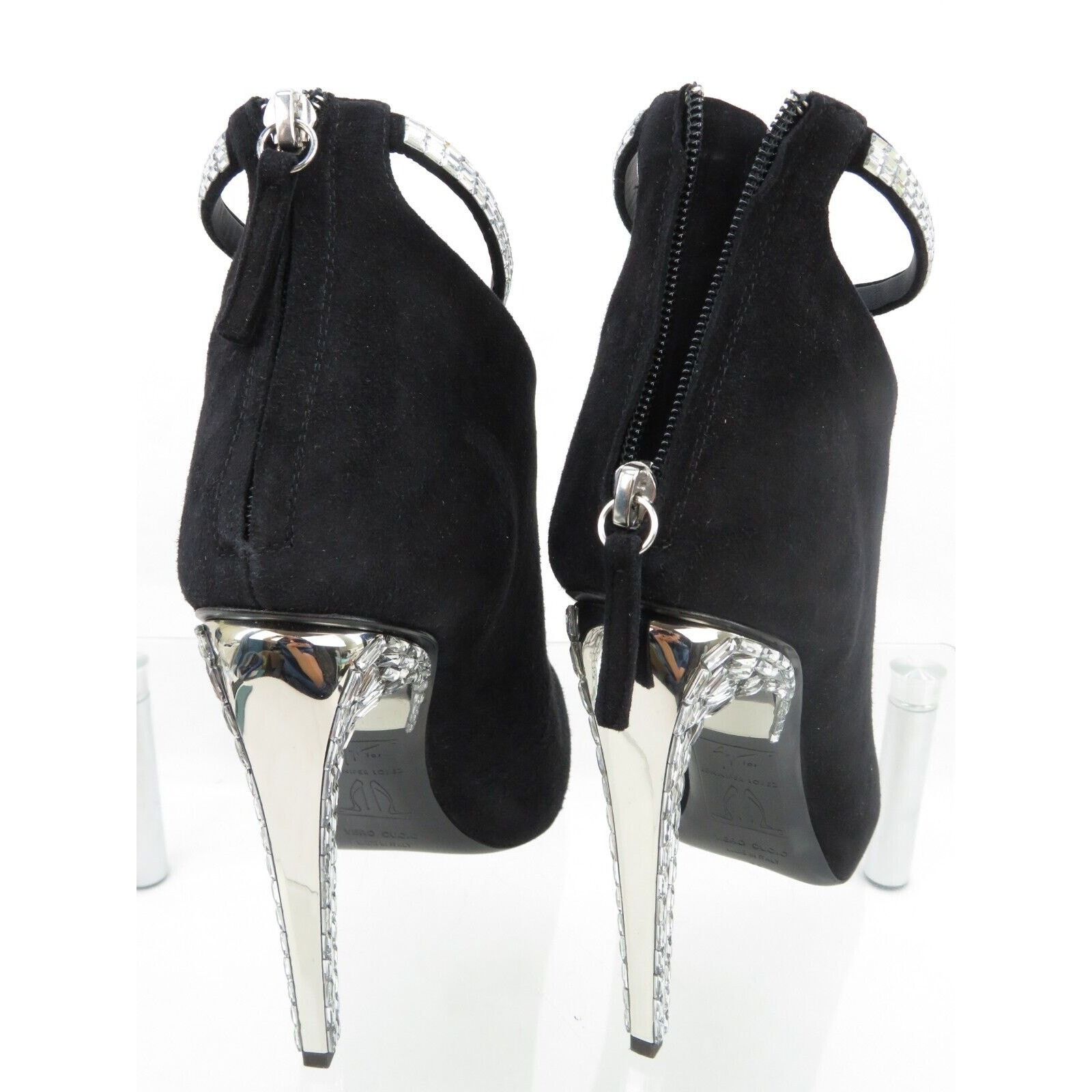 Giuseppe Zanotti LOPEZ FRIDA BLACK SUEDE CRYSTALS ANKLE ZIP BOOTIE PUMPS 39 Size US 9 / IT 39 - 4 Thumbnail