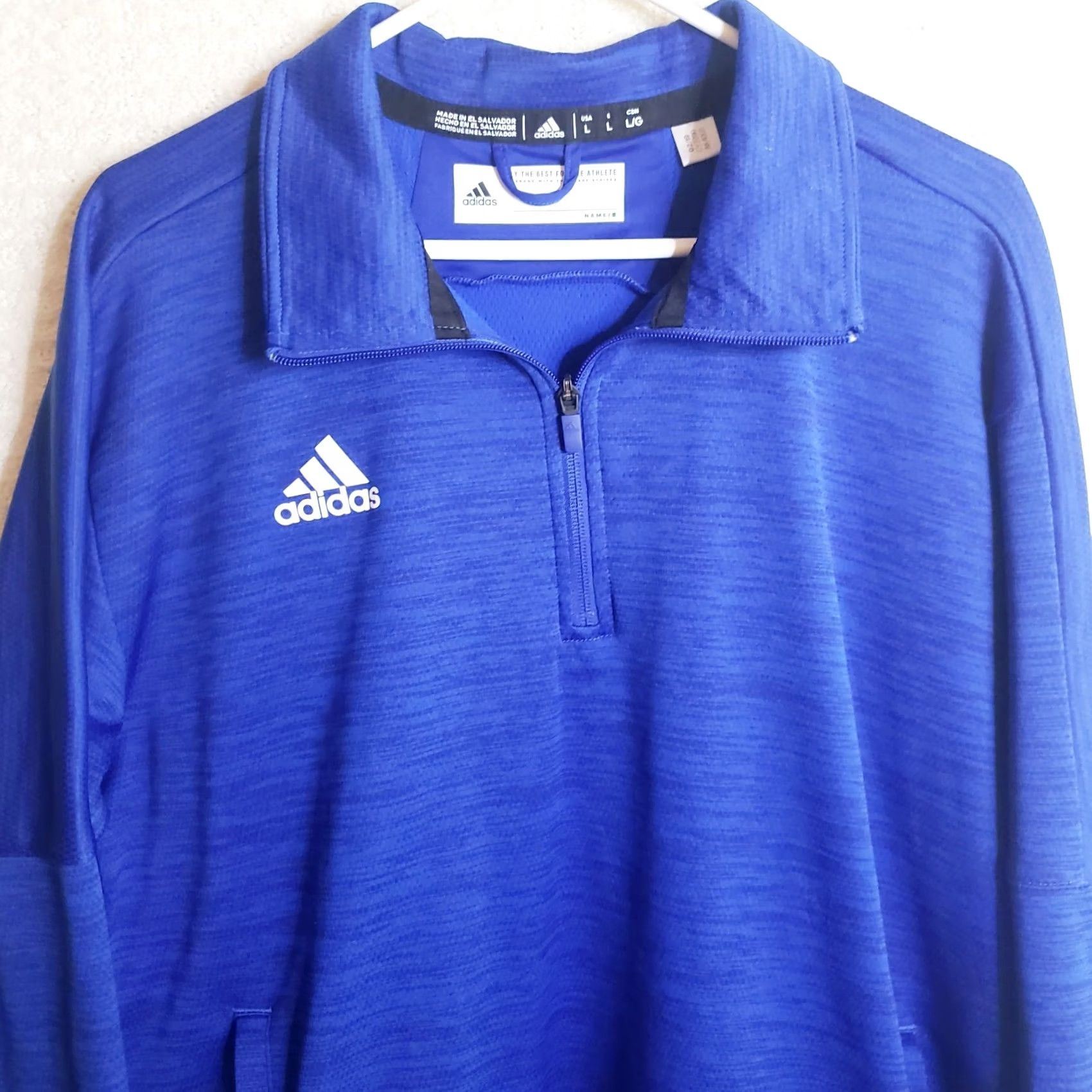 Adidas Adidas Men's L Blue 1/4 Zip Athletic Climalite Outdoors Sports Jacket Pullover Size US L / EU 52-54 / 3 - 3 Thumbnail