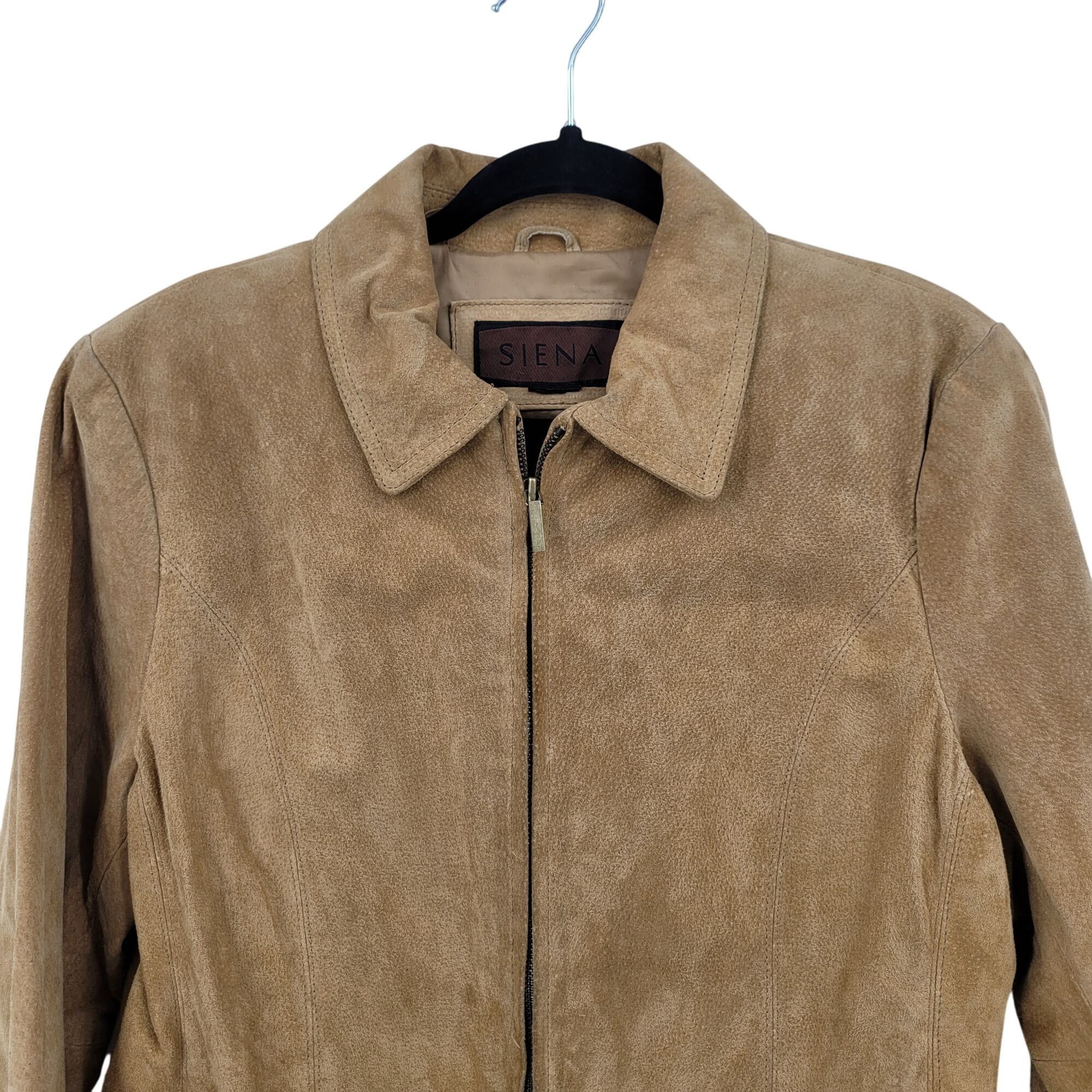 Vintage Vtg Womens Siena Camel Suede Genuine Leather Jacket Shacket Size L / US 10 / IT 46 - 4 Thumbnail