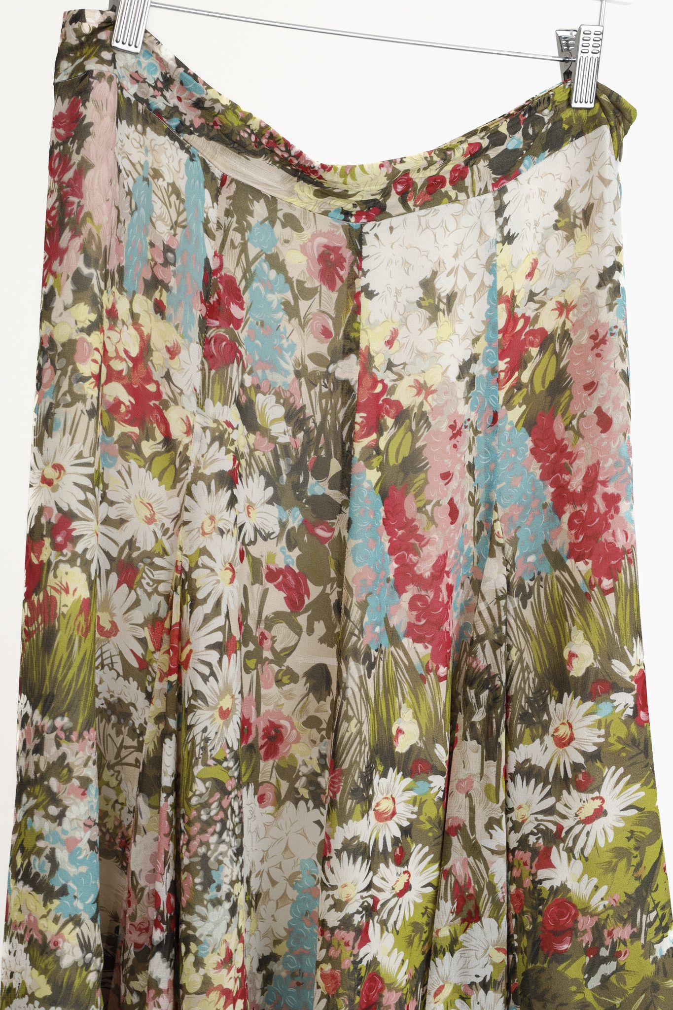 Kenzo Kenzo Vintage Floral Silk Flared Midi Skirt Size 31" - 3 Thumbnail