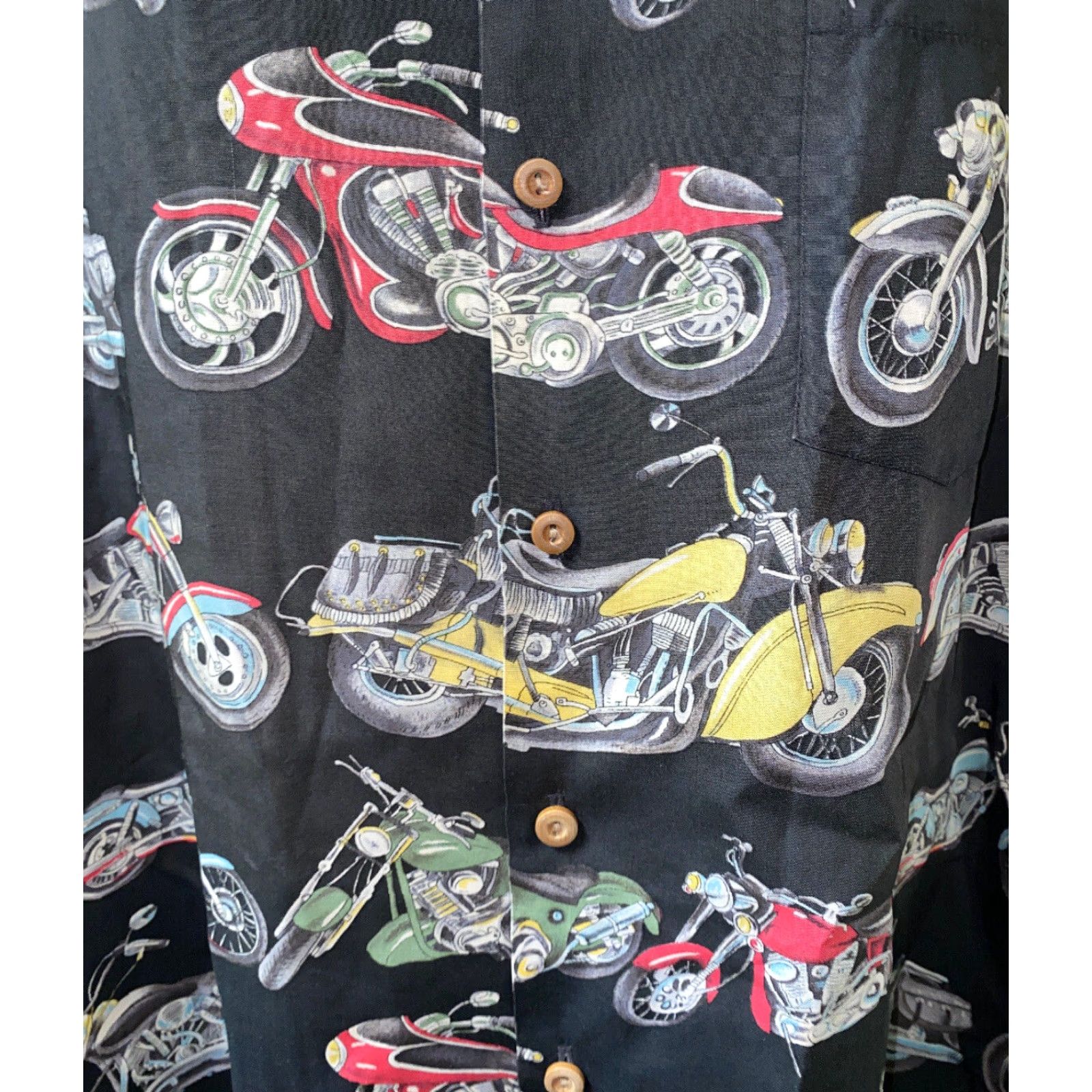Paradise Found Paradise Found Men's Hawaiian Shirt Motorcycle Print Aloha Casual Button-Up XL Multicolor Size US XL / EU 56 / 4 - 5 Thumbnail
