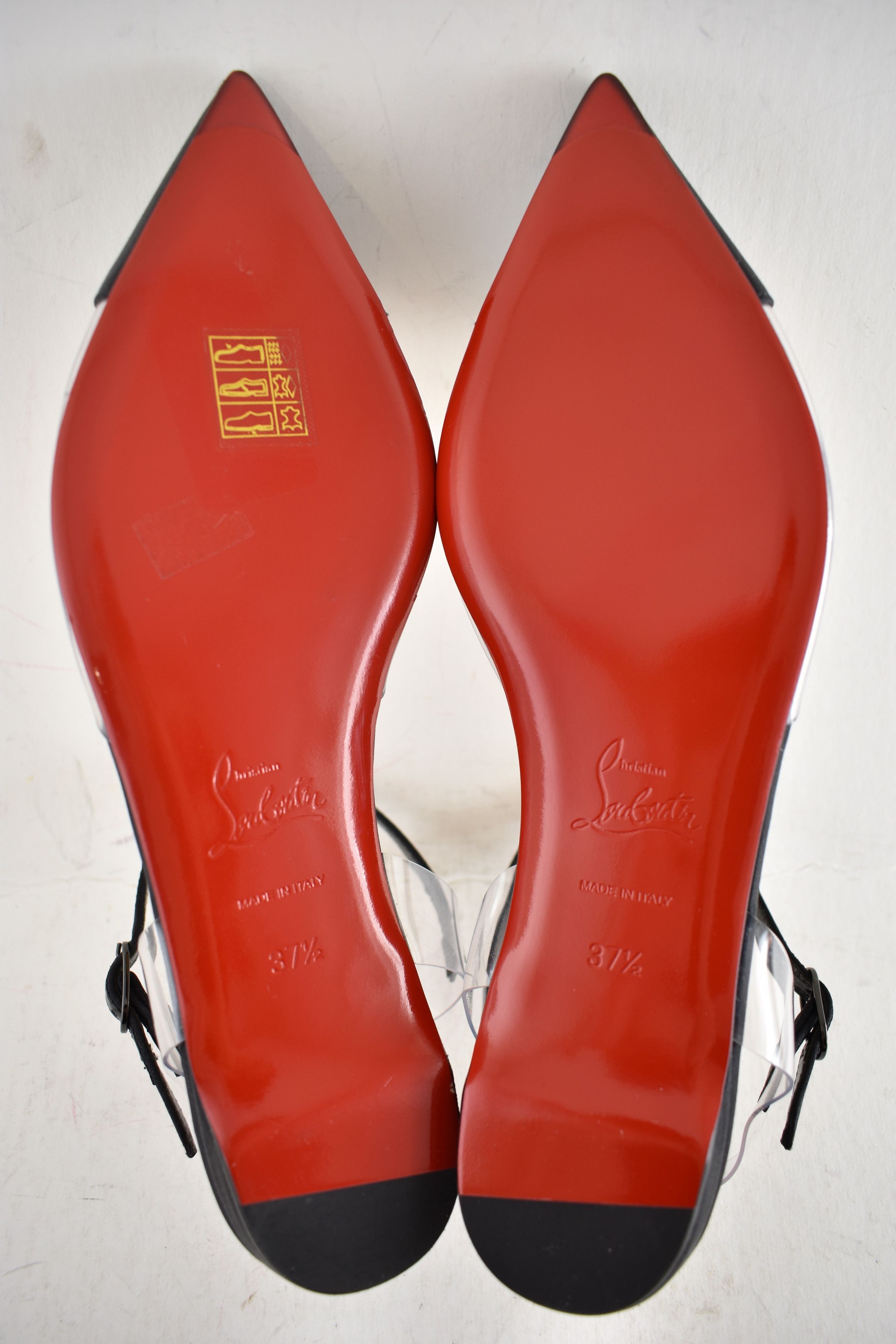 Christian Louboutin Nosy Strass PVC T Strap Pointed Ballerina Ballet Flat 37.5 Size US 7.5 / IT 37.5 - 17 Thumbnail