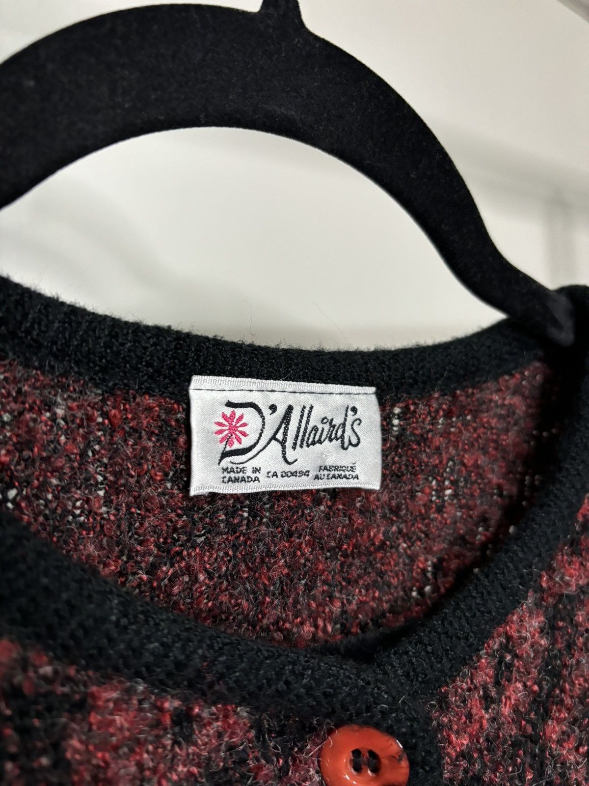 Vintage Vintage 1990s Patterned Red Black Cardigan Sweater Size L / US 10 / IT 46 - 3 Thumbnail