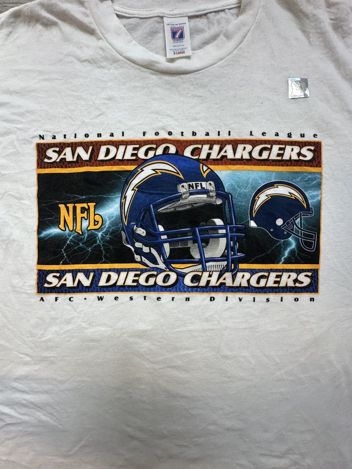 Logo 7 Vintage 90s San Diego Chargers T-Shirt Size US XL / EU 56 / 4 - 5 Thumbnail