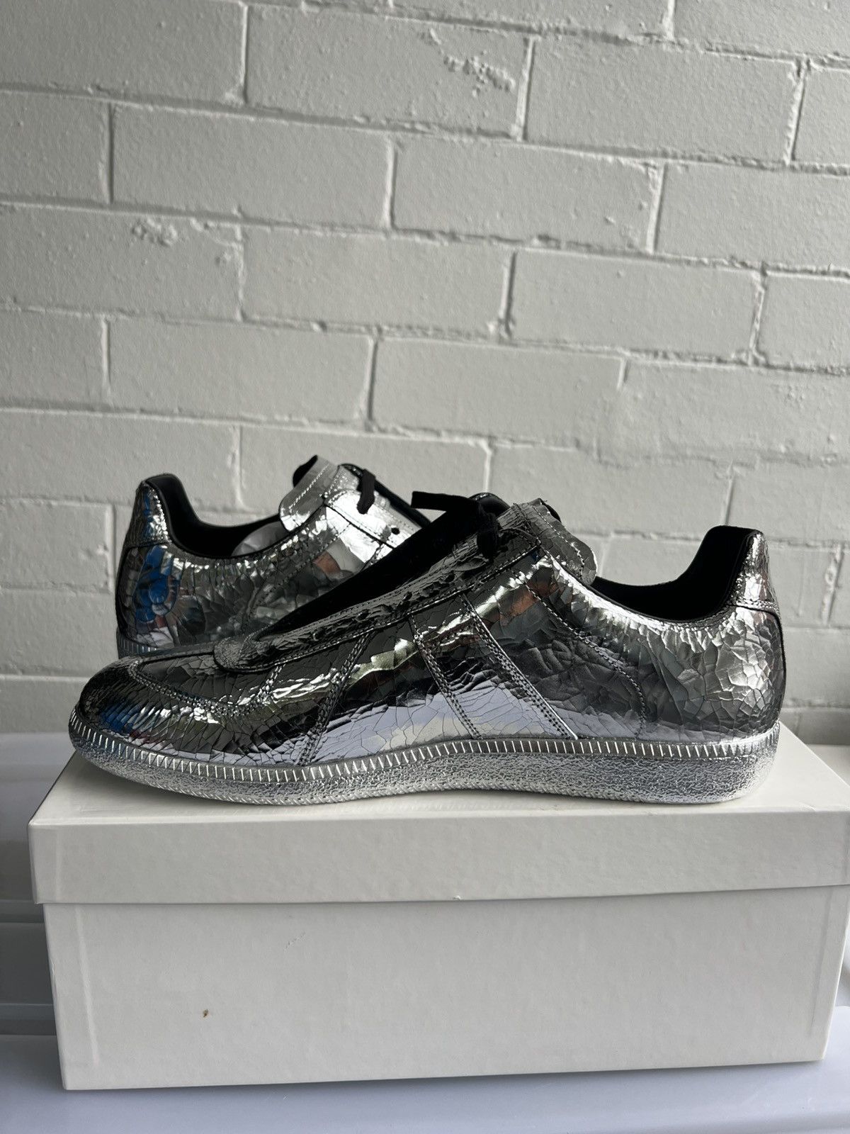 Maison Margiela Maidon margiela silver cracked replica sneaker Size US 12.5 / EU 45-46 - 6 Thumbnail