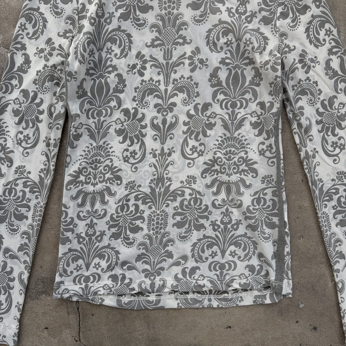 IKKS × Japanese Brand IKKS Mesh damask print long sleeve top with brown trim Size M / US 6-8 / IT 42-44 - 3 Thumbnail