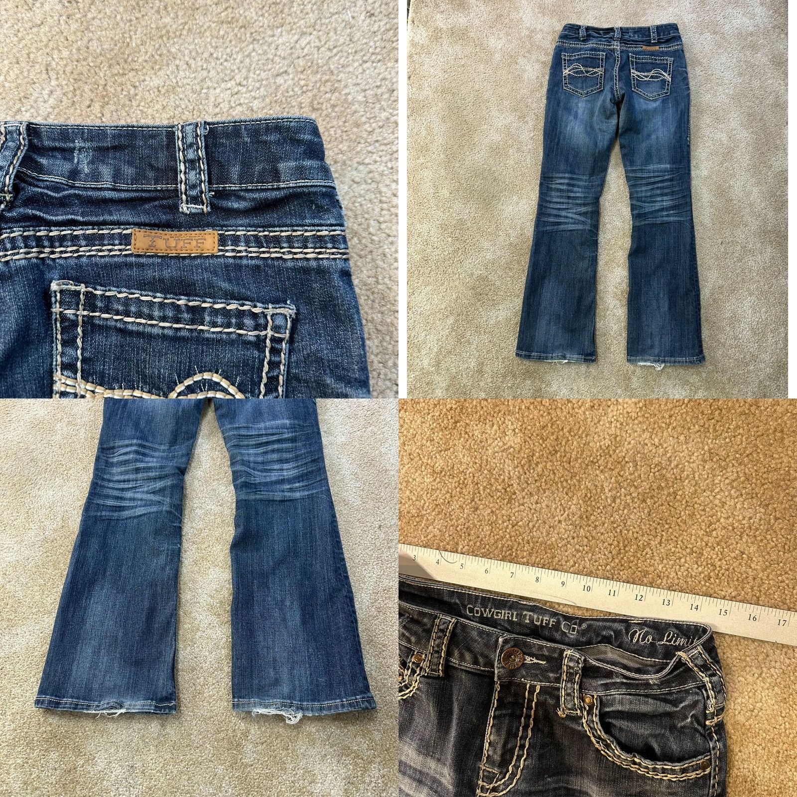 Vintage Cowgirl Tuff Jeans Womens 28x31 Bootcut Denim Western Cowgirl Tuff Blue 28 31 Vintage No Size 28" / US 6 / IT 42 - 8 Thumbnail