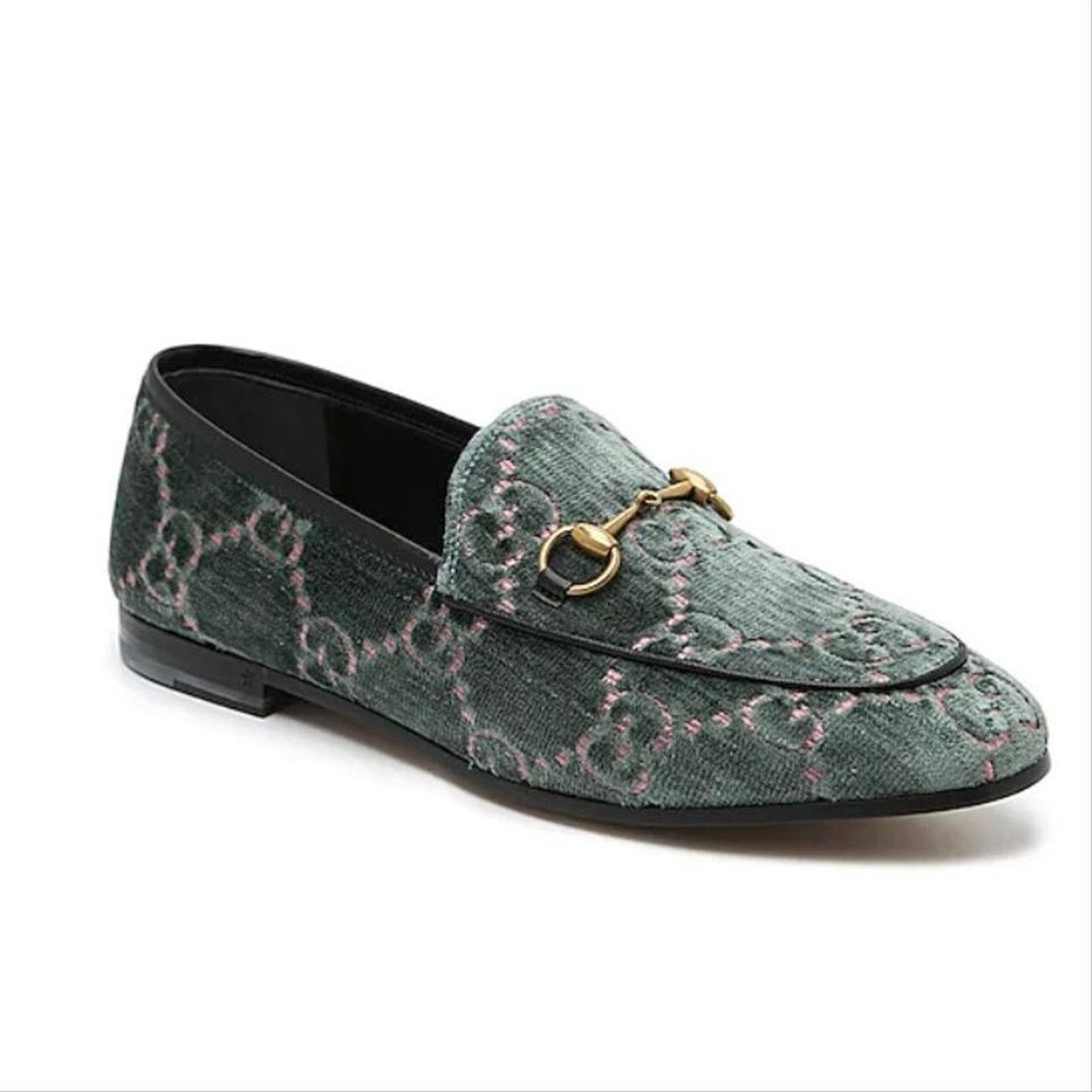 Gucci Jordaan horsebit GG logo velvet leather loafers flats Size US 6.5 / IT 36.5 - 2 Thumbnail