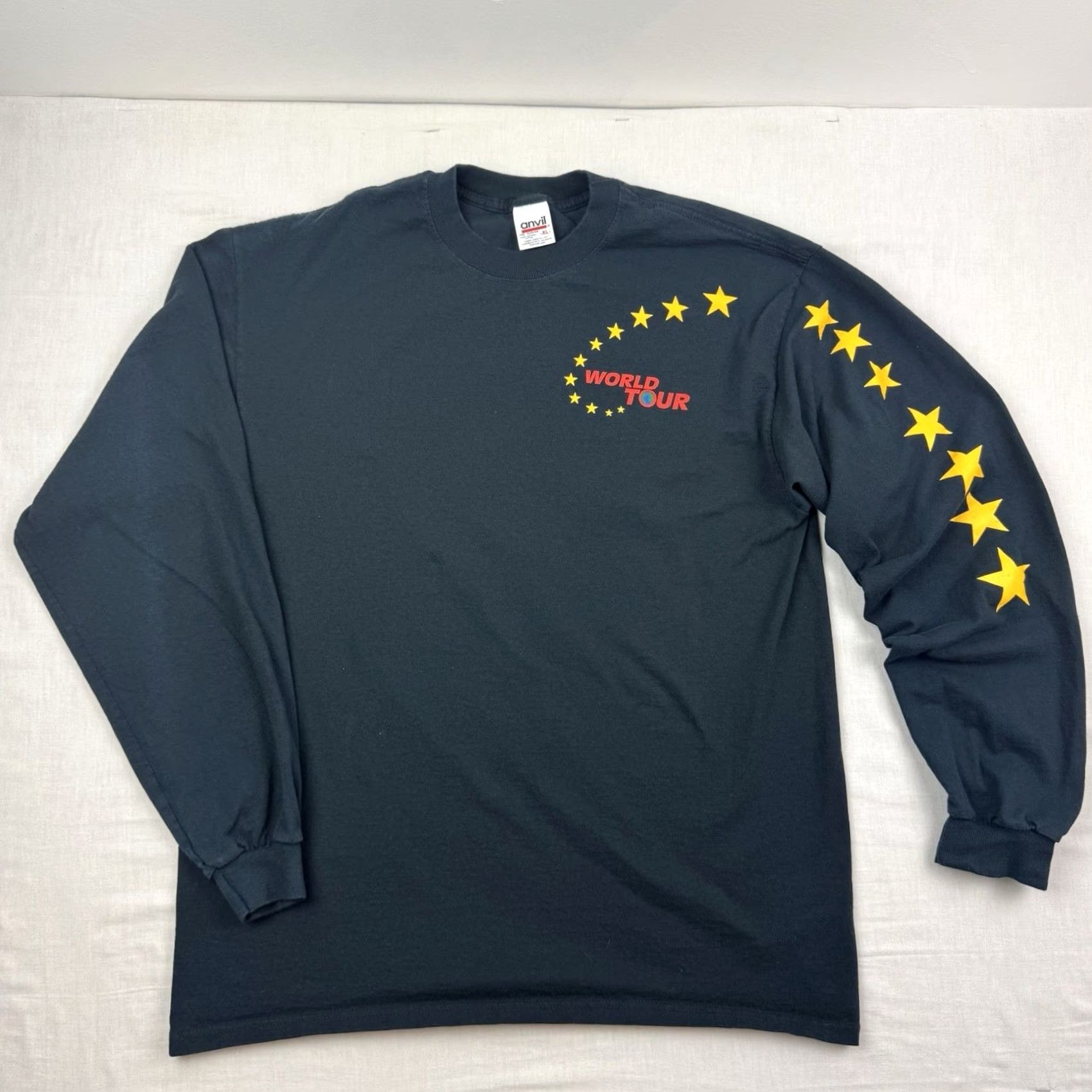Anvil VINTAGE Anvil T Shirt World Tour XL Black Mens Short Sleeve Crew Neck Long Sleeve? Size US XL / EU 56 / 4 - 3 Thumbnail