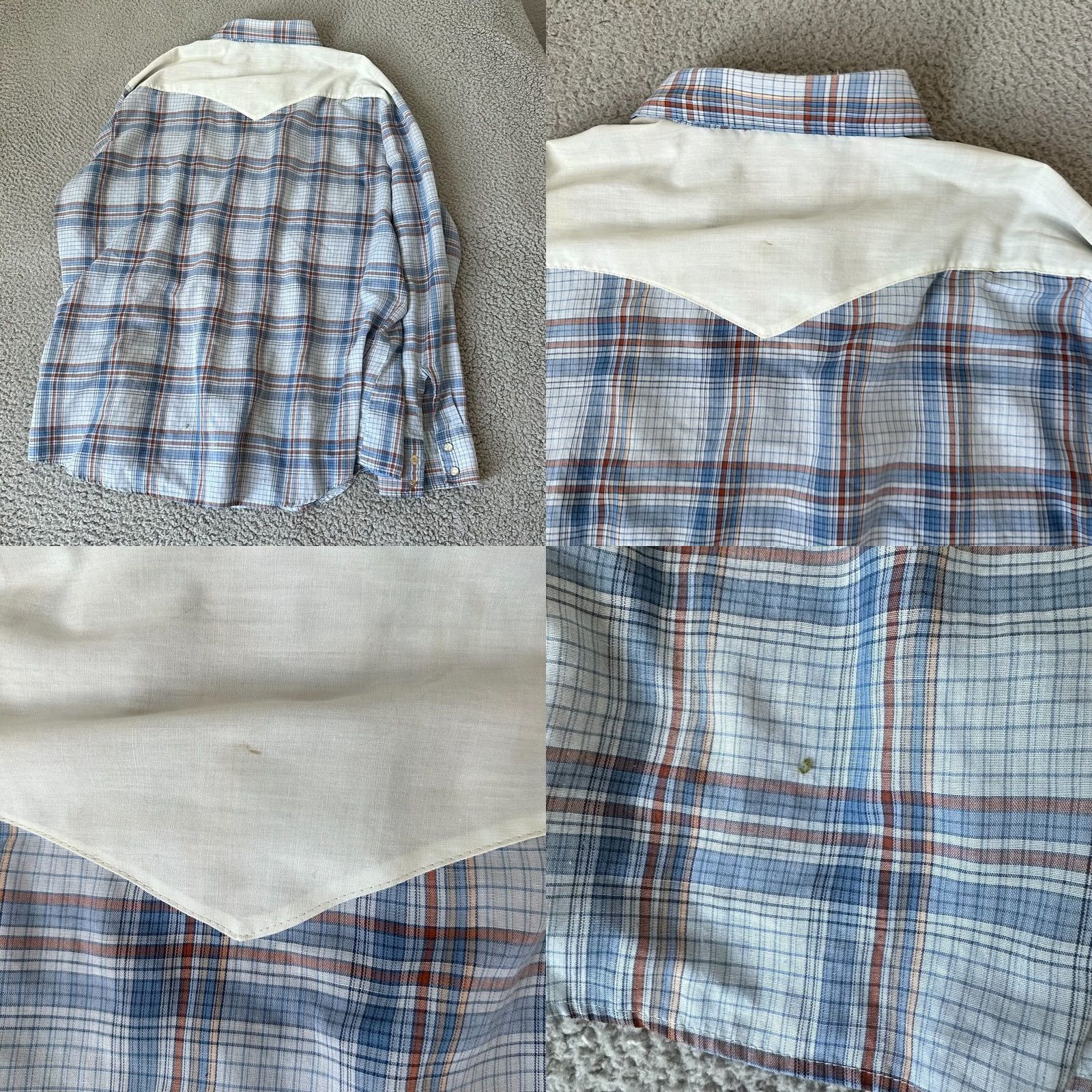 Vintage VINTAGE Round Up Shirt Mens L Blue Plaid Cowboy Western 70s Snap Button-Up Shirt Size US L / EU 52-54 / 3 - 9 Thumbnail