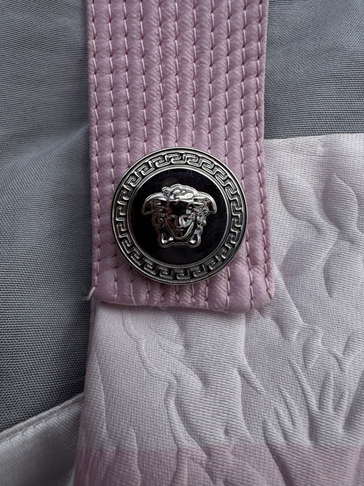 Versace Versace White And Pink Checkered Cress With Embossed Vines Size S / US 4 / IT 40 - 3 Thumbnail