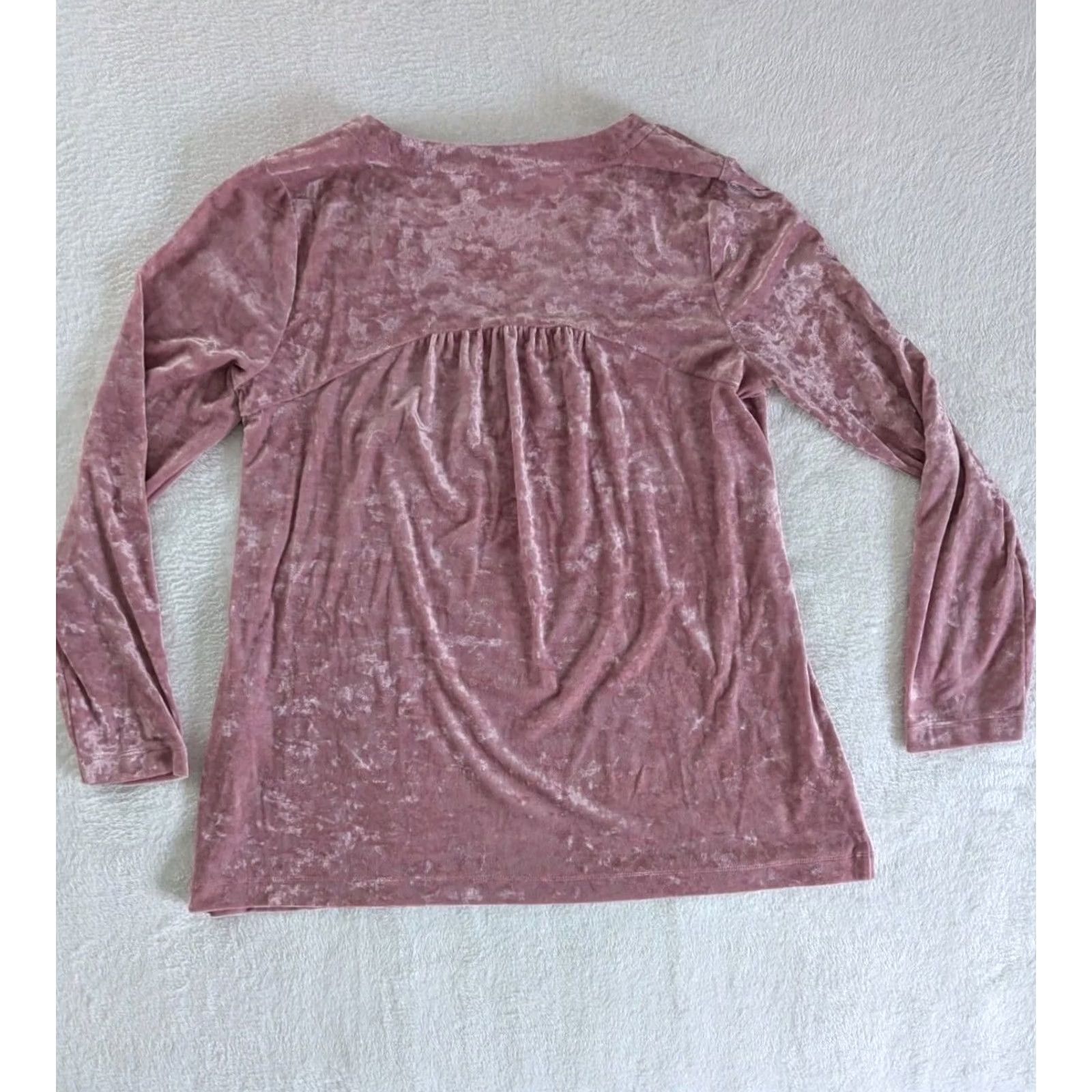 J. Jill J. Jill Top Pink Velvet V-Neck M Long Sleeve Womens Casual A-Line Shift Shirt Velour Comfortable Feminine Size M / US 6-8 / IT 42-44 - 2 Thumbnail
