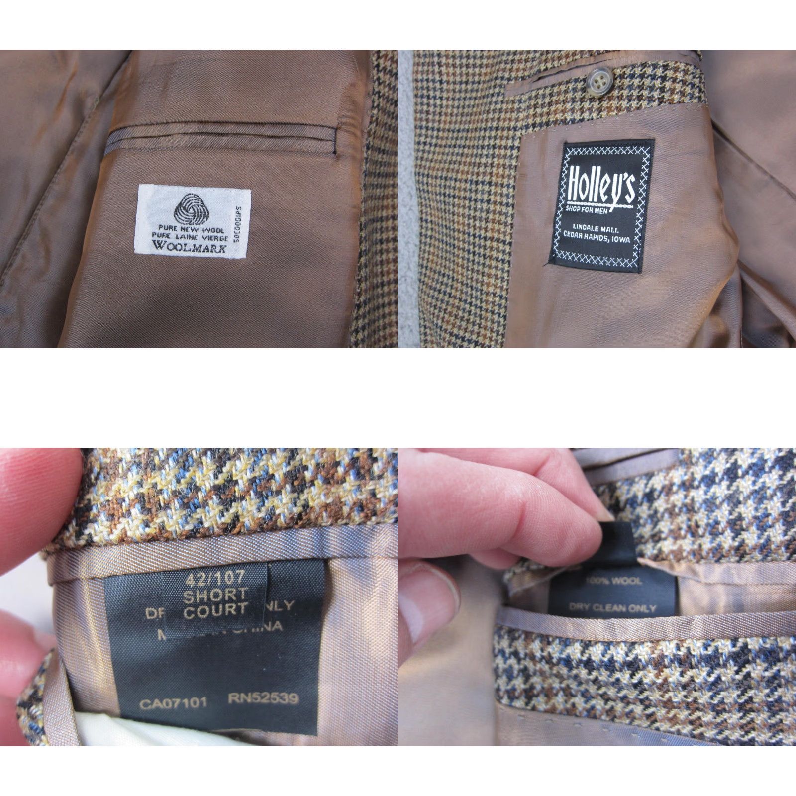 Vintage VINTAGE Claudio Morelli Blazer Jacket Mens 42S Brown Wool Tweed Notch Lapel Single-Breasted 80s 90s NWT Size 42R - 10 Thumbnail