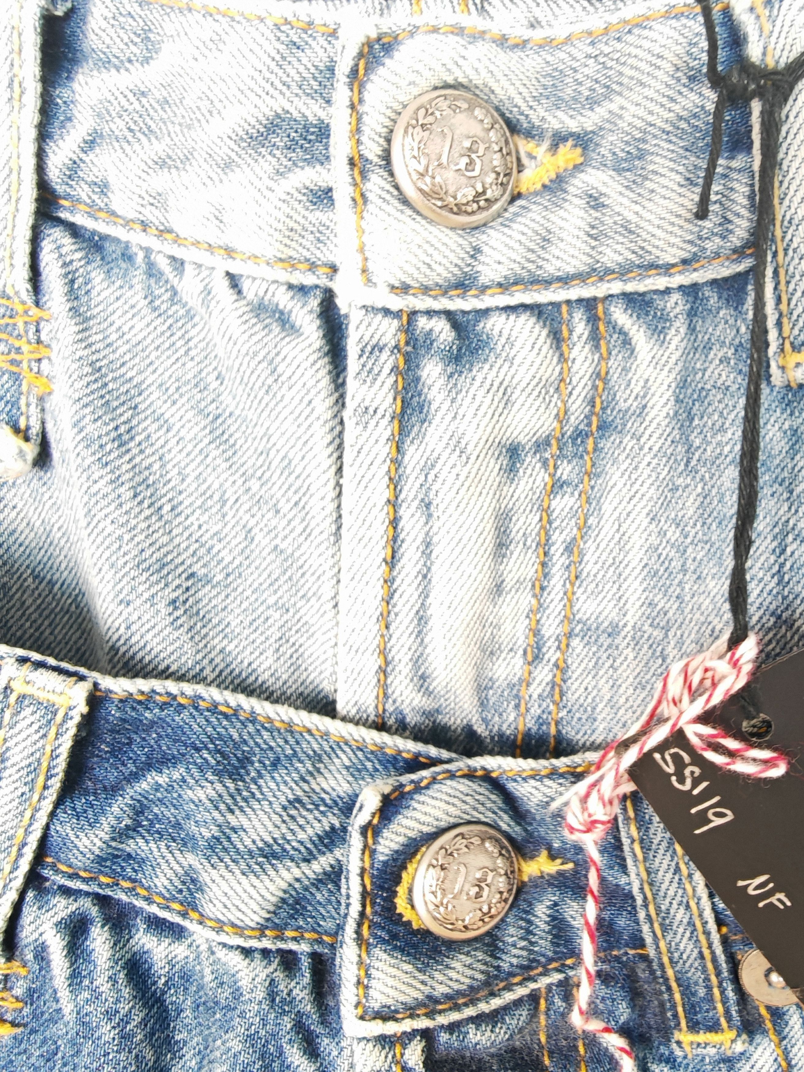 R13 RARE sample "Double Front" Layered Distressed Denim Skirt Size 27" / US 4 / IT 40 - 18 Thumbnail