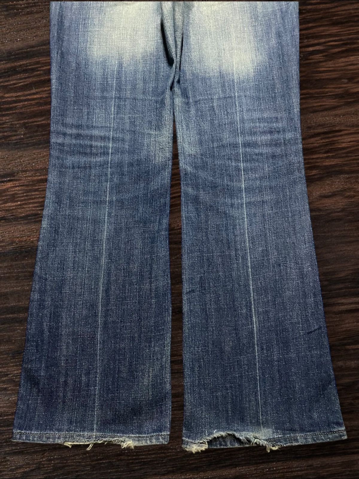 7 For All Mankind × The Great China Wall Vintage 7 All Mind Kind Faded Wash Distressed Flare Jeans Size US 31 - 6 Thumbnail