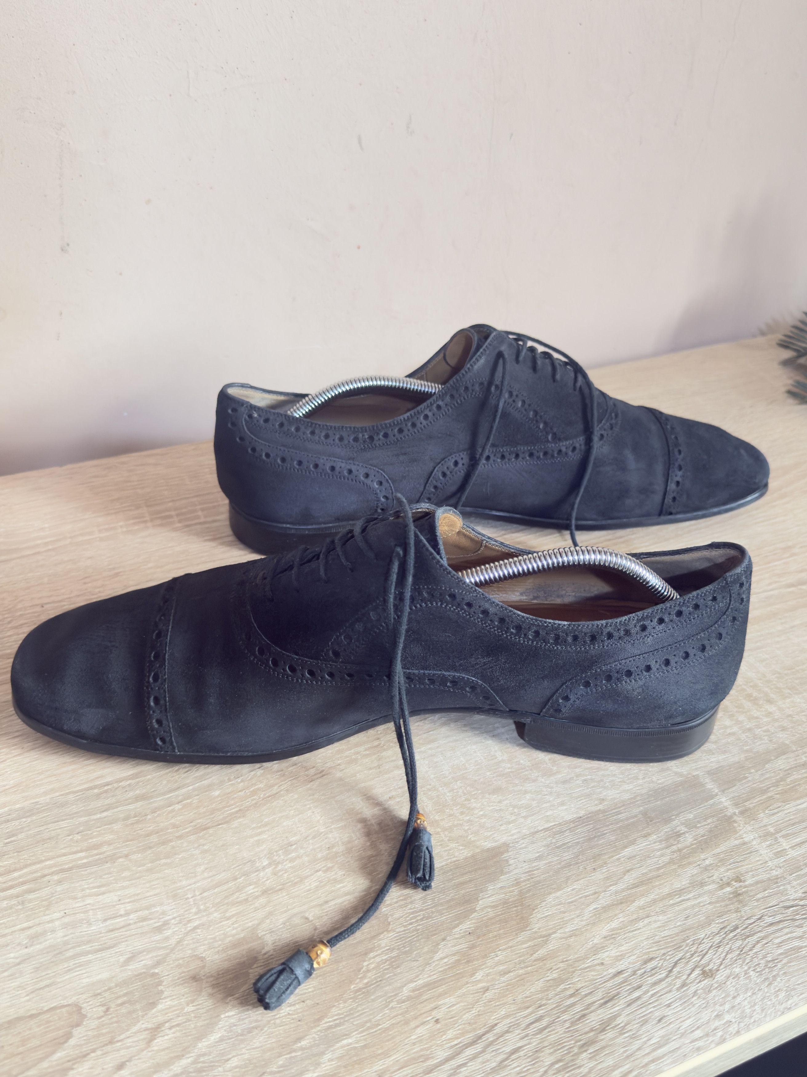 Gucci 🔥 Loafers gucci derby classic suede navy blue bamboo laces Size US 13 / EU 46 - 10 Thumbnail