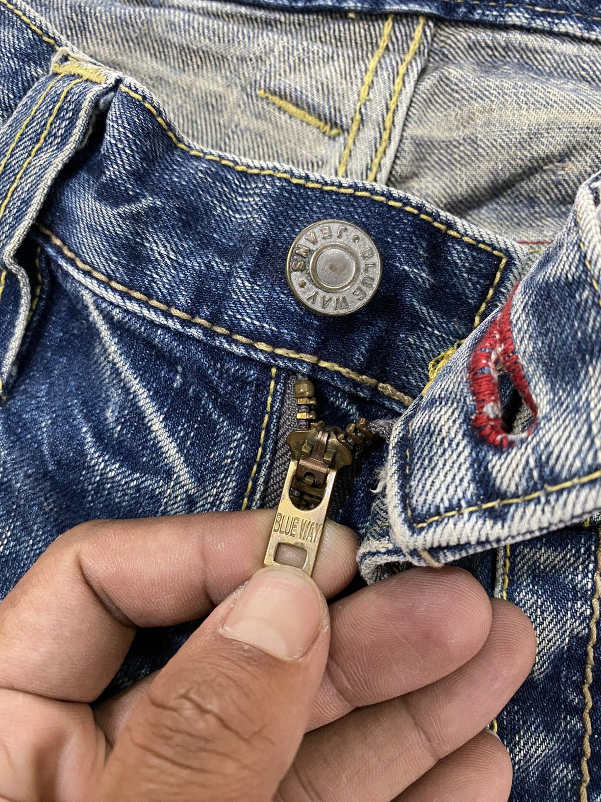 Hysteric Glamour Flare Jeans Blue Way Japan Distressed Denim p189 Size US 32 / EU 48 - 13 Thumbnail