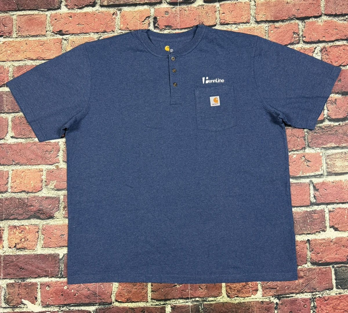 Carhartt Carhartt Henley T Shirt Blue Pocket Tee K84 Penn Line Size US XXL / EU 58 / 5 - 1 Thumbnail