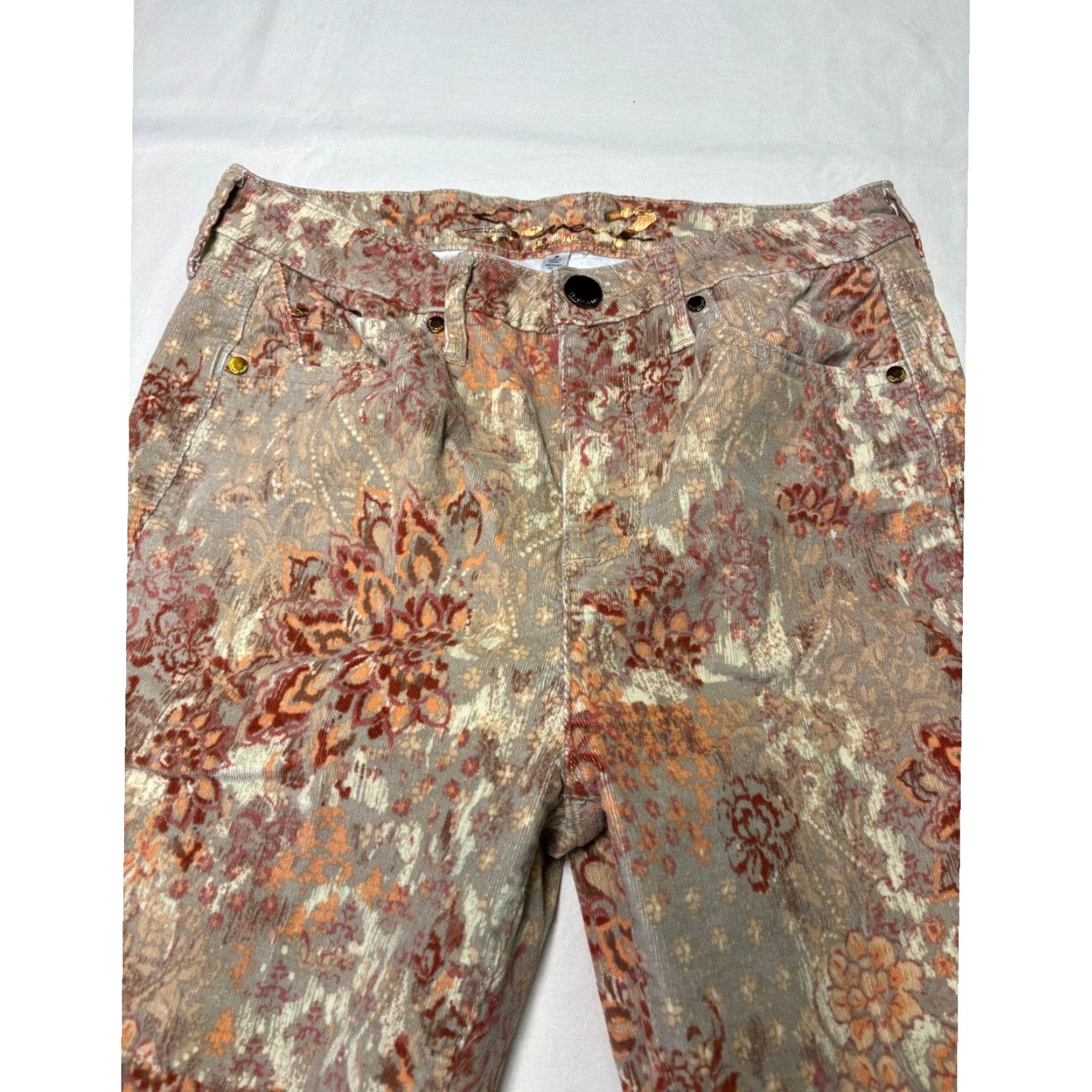Vintage VINTAGE Seven7 Seven 7 Ultra High Rise Skinny Corduroy Pants Toile Flower Latte Floral W30 L28 Women Regular Size 28" / US 6 / IT 42 - 2 Thumbnail