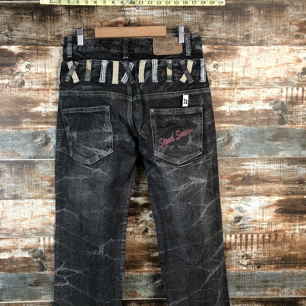 Japanese Brand DL Deluxe Black double waist rapper Denim Pants #C739 Size US 30 / EU 46 - 15 Thumbnail