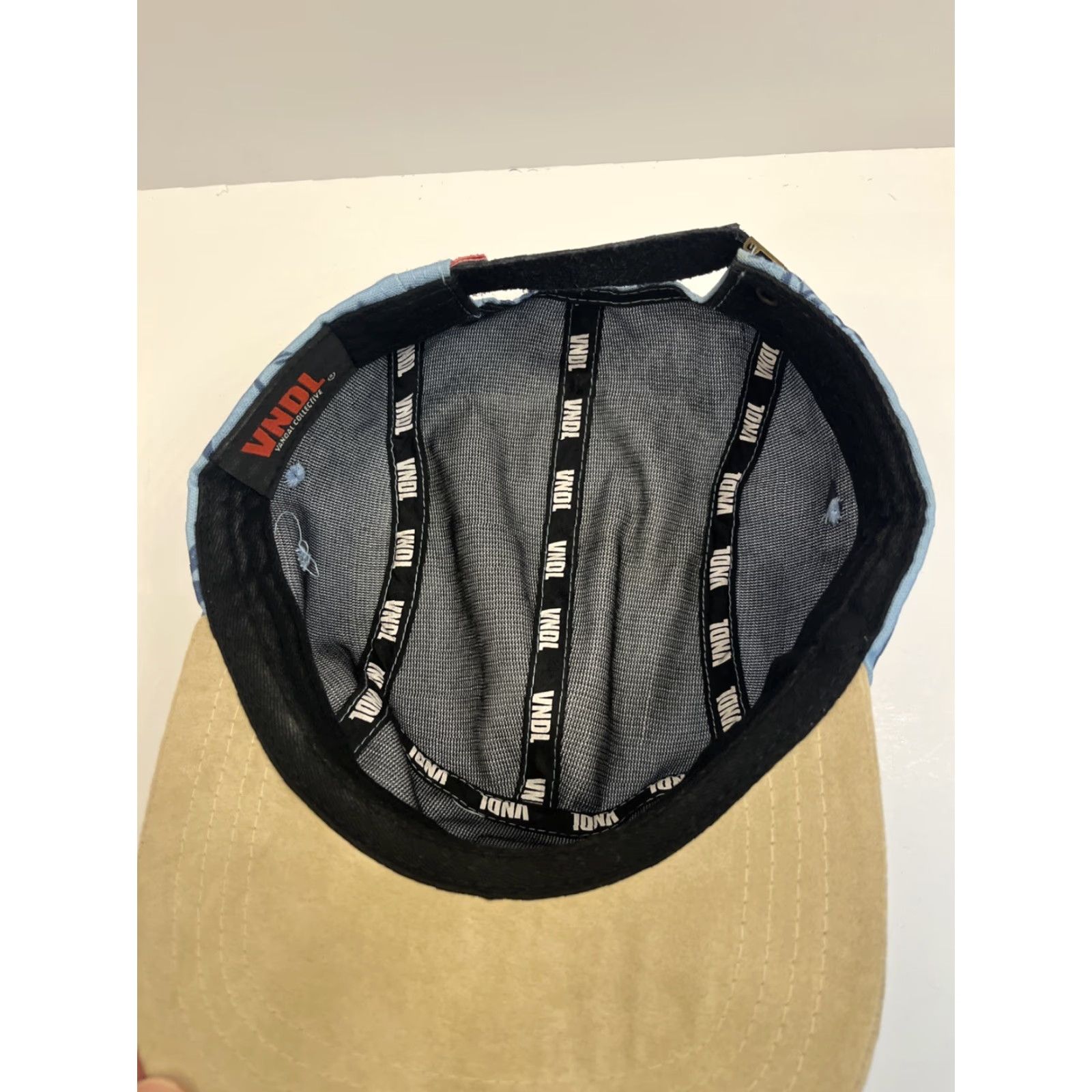 Vintage VNDL 5 Panel Adjustable Leather Strap-back Adult Hat Cap Men Blue Canvas Cotton Geometric Modern Casual Adjustable Vandal Cap Size ONE SIZE - 5 Thumbnail