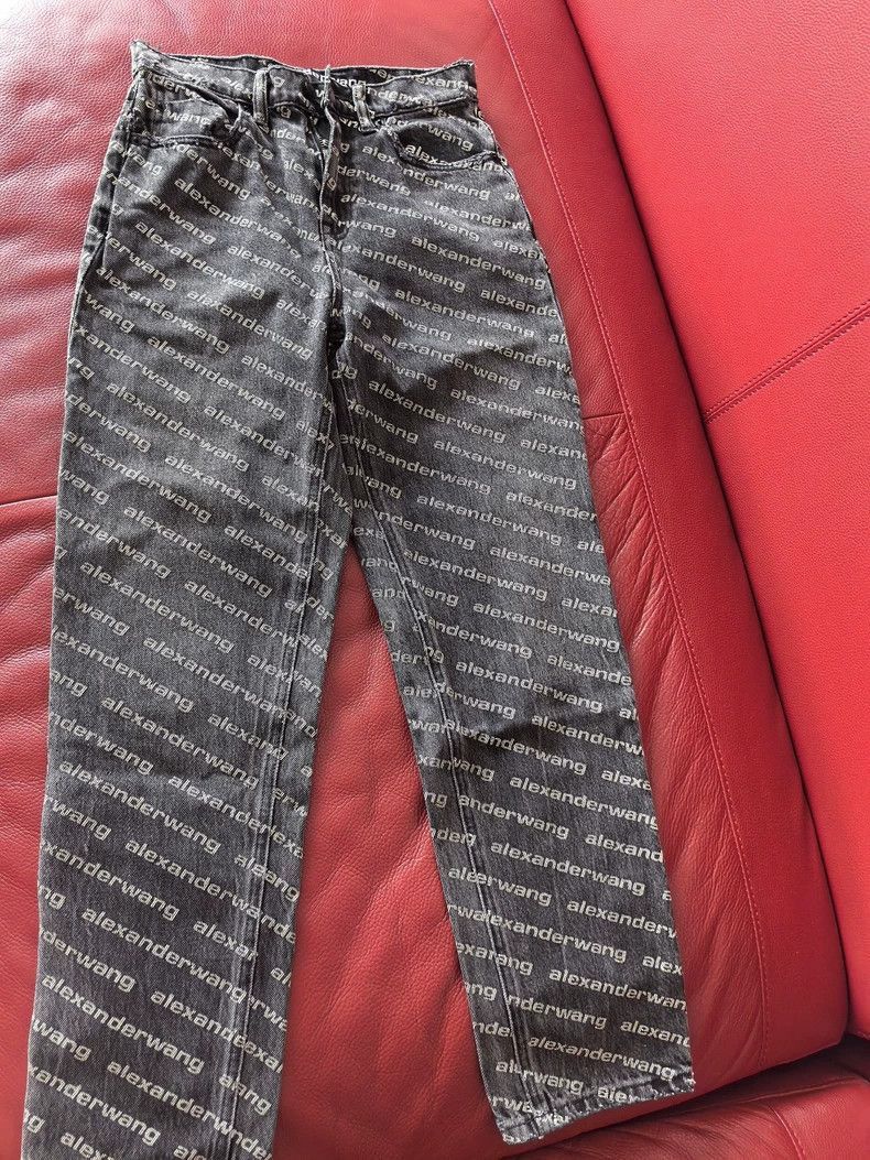 Alexander Wang Alexander Wang Logo Print Black Jeans- Size 24" / US 00 / IT 34 - 1 Thumbnail