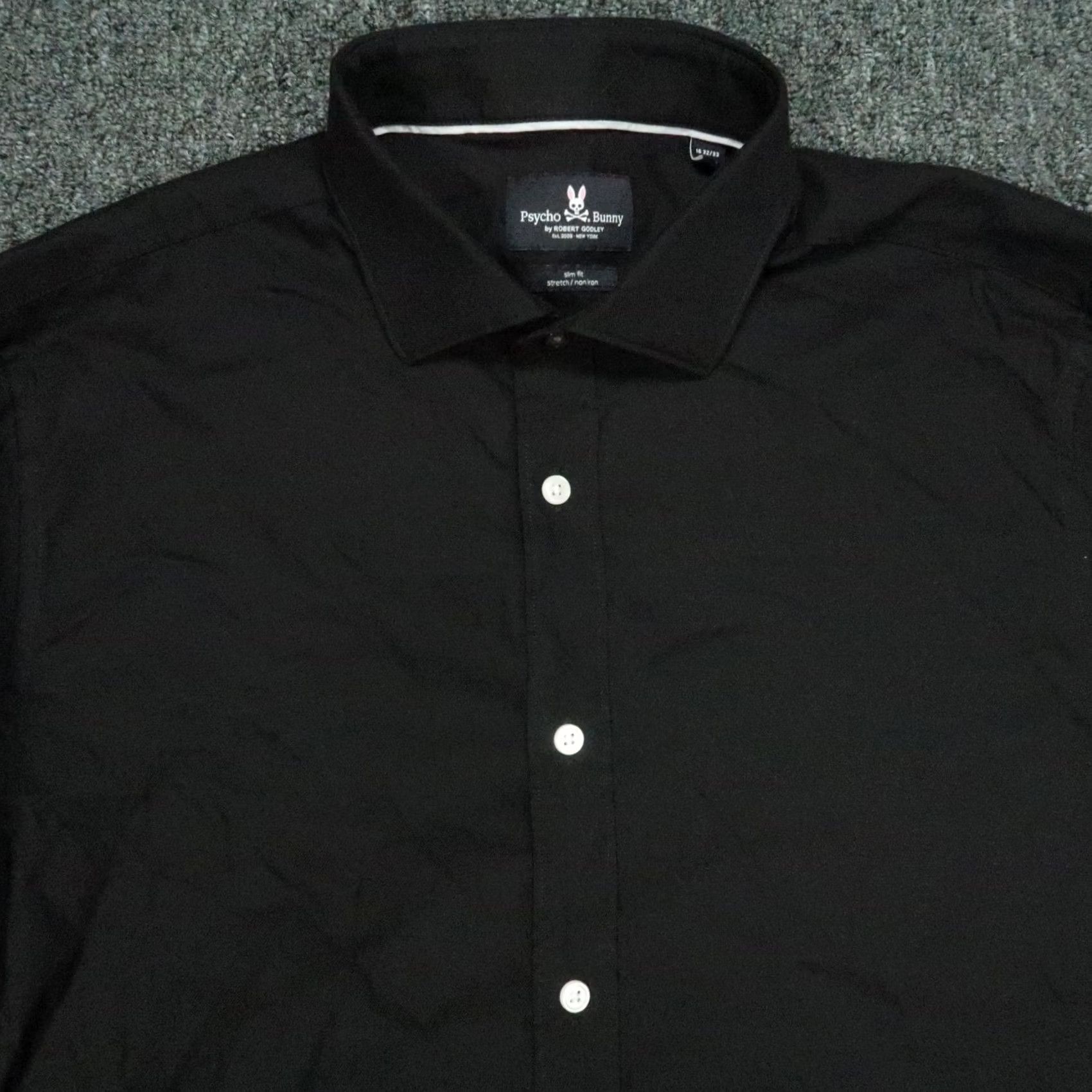 Psycho Bunny Psycho Bunny Shirt Mens Medium 16 Black Long Sleeve Slim Non-Iron Dress Button Cuff 42 in Chest Regular Size M Size US M / EU 48-50 / 2 - 2 Thumbnail