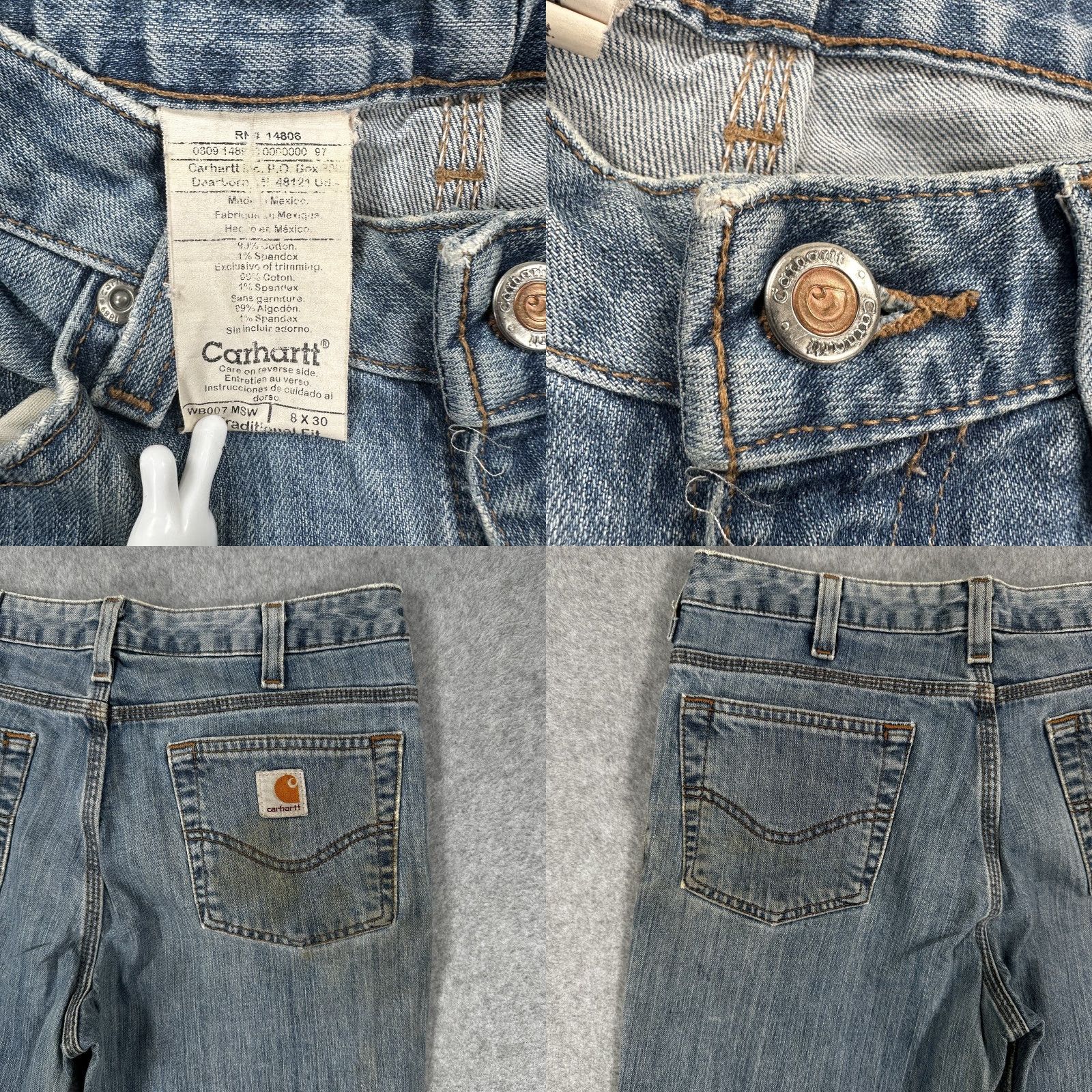 Carhartt Carhartt Jeans Womens 8x30 Blue Denim Traditional Straight Workwear Distressed Size 30" / US 8 / IT 44 - 8 Thumbnail