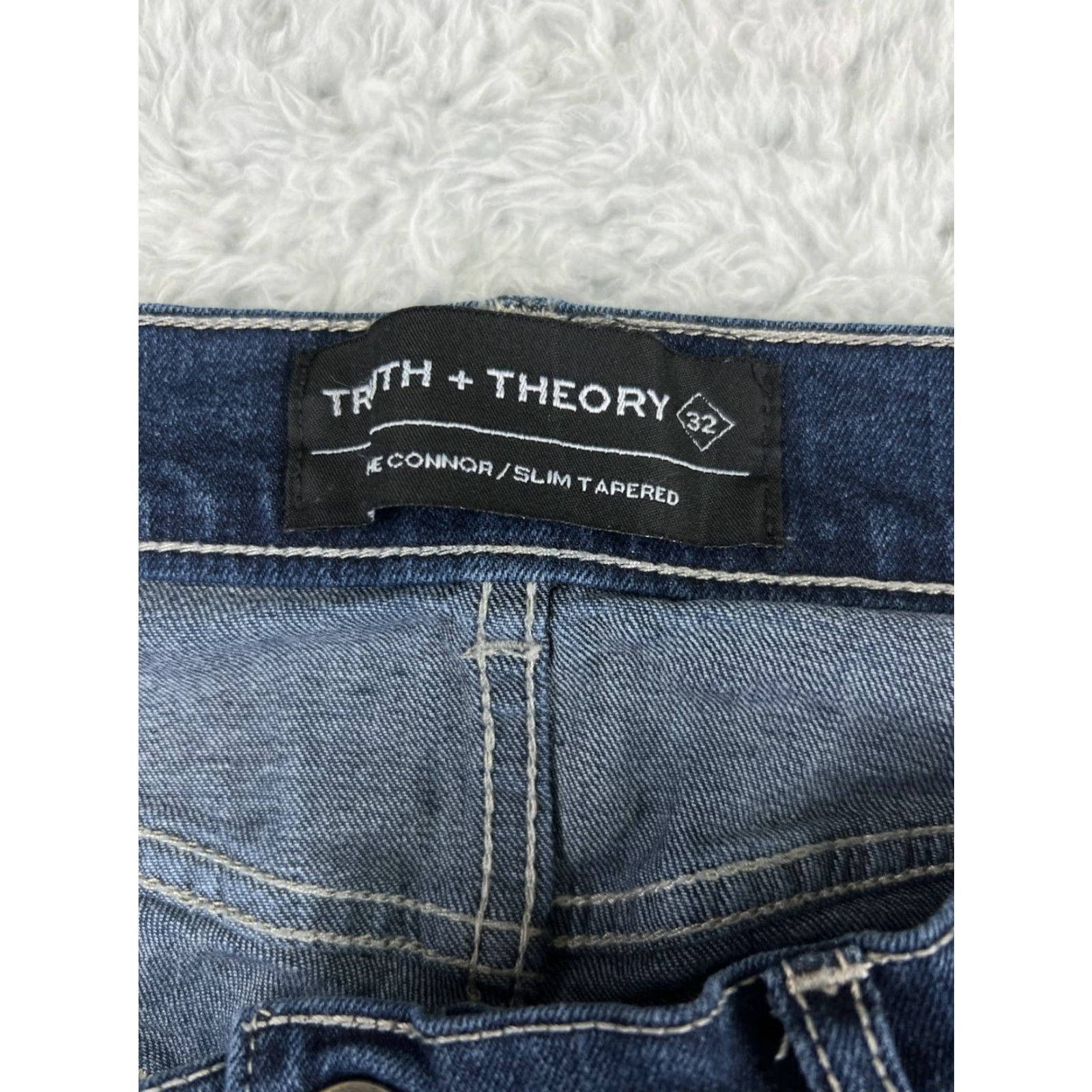 Vintage Truth + Theory Women's Jeans 32 Blue Distressed Slim Tapered Stretch Denim Size 24" / US 00 / IT 34 - 4 Thumbnail