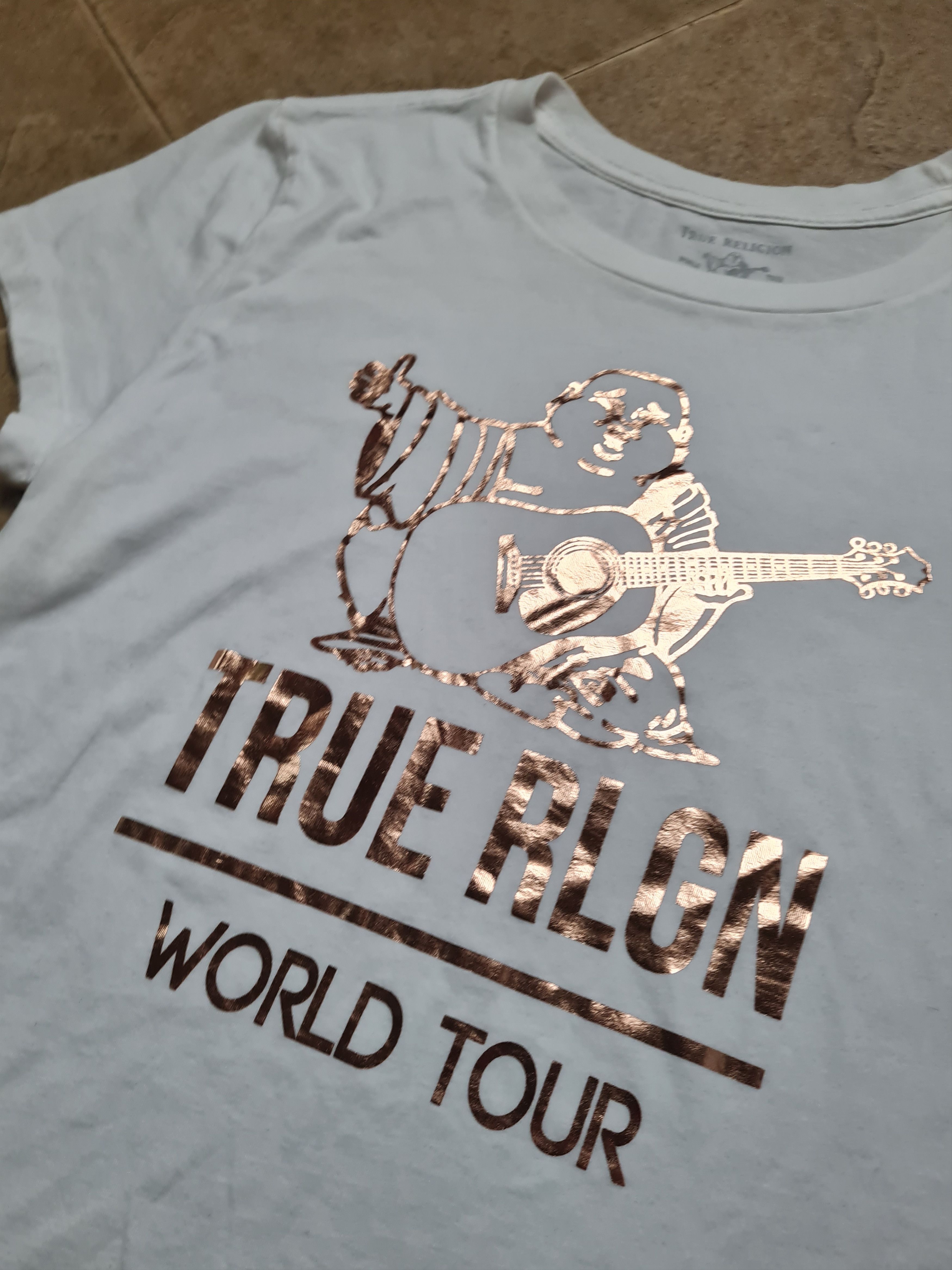 True Religion Womens True Religion White Cotton T-Shirt Crew Neck Logo Size L / US 10 / IT 46 - 15 Thumbnail