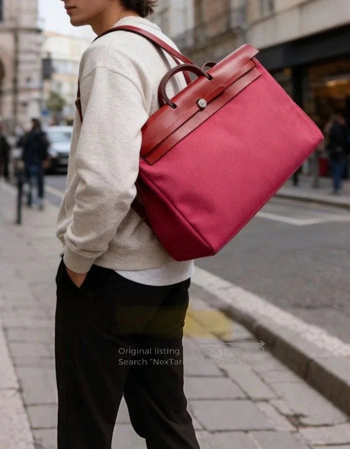 Hermes Hermes Herbag50 Leather Canvas Shoulder Bag. Size ONE SIZE - 9 Thumbnail