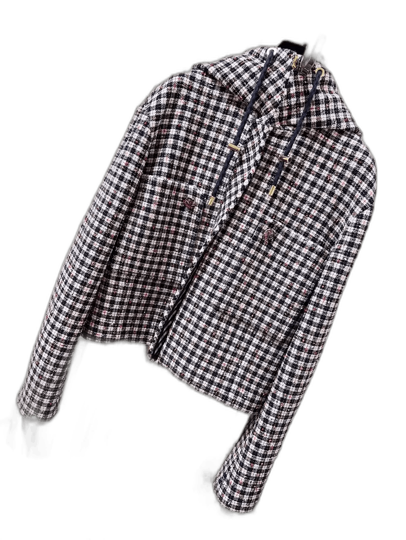 Chanel Chanel Hooded Checkered Short Jacket Size S / US 4 / IT 40 - 1 Thumbnail