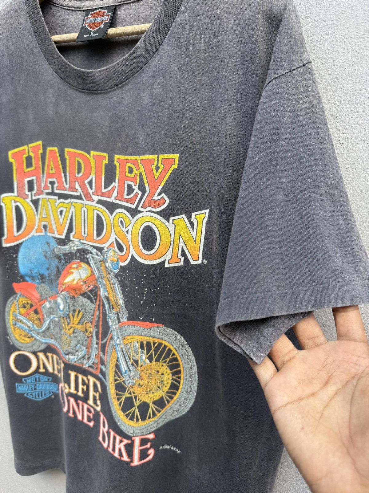 Harley Davidson Vintage 90s Sunfaded HARLEY DAVIDSON Chopper Tee Size US L / EU 52-54 / 3 - 2 Thumbnail