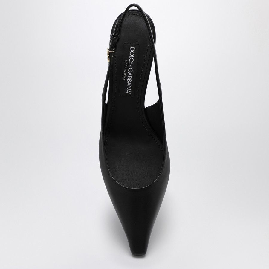 Dolce & Gabbana o1d2blof0824 Leather Slingback Decollete in Black Size US 10 / IT 40 - 3 Thumbnail