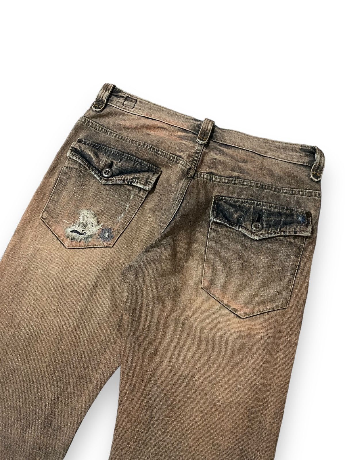 Japanese Brand Japan Bartack Damaged Ripped Bullet Distressed Denim Size US 33 - 15 Thumbnail