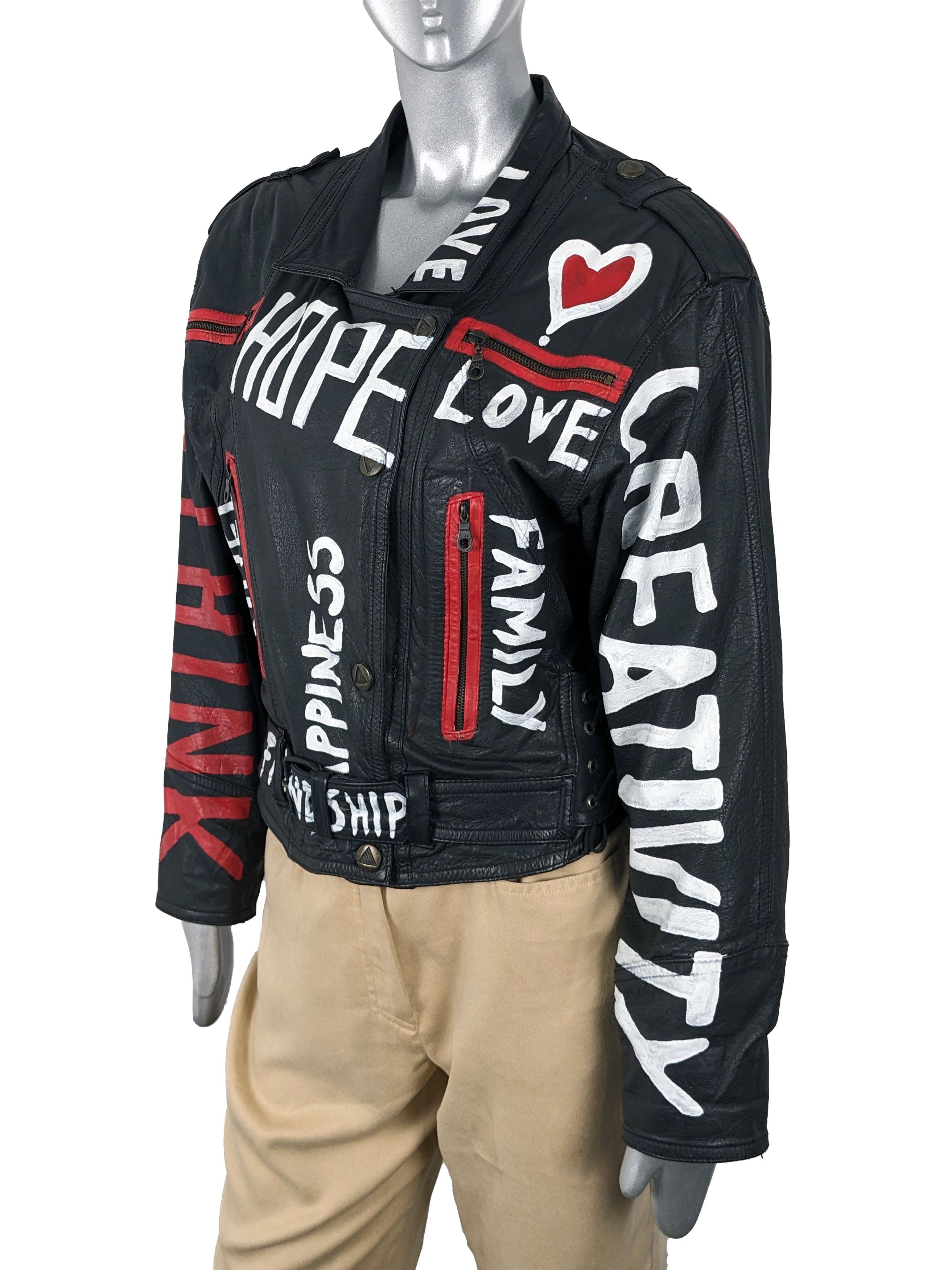 Vintage Vintage custom hand-painted leather motorcycle biker jacket Size M / US 6-8 / IT 42-44 - 8 Thumbnail