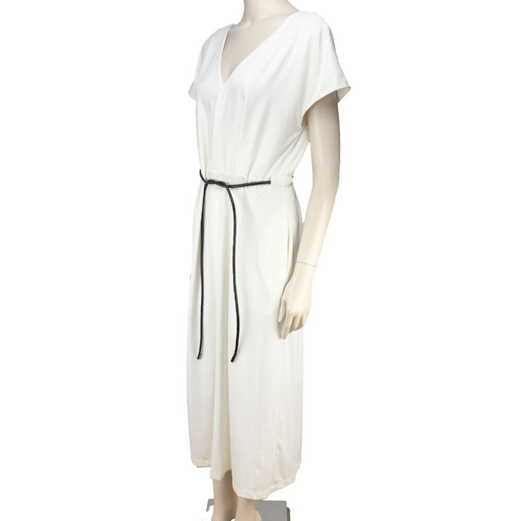 ADAM ET ROPE ADAY Minimalist Multiway White Maxi Dress with Black Belt S Size S / US 4 / IT 40 - 10 Thumbnail