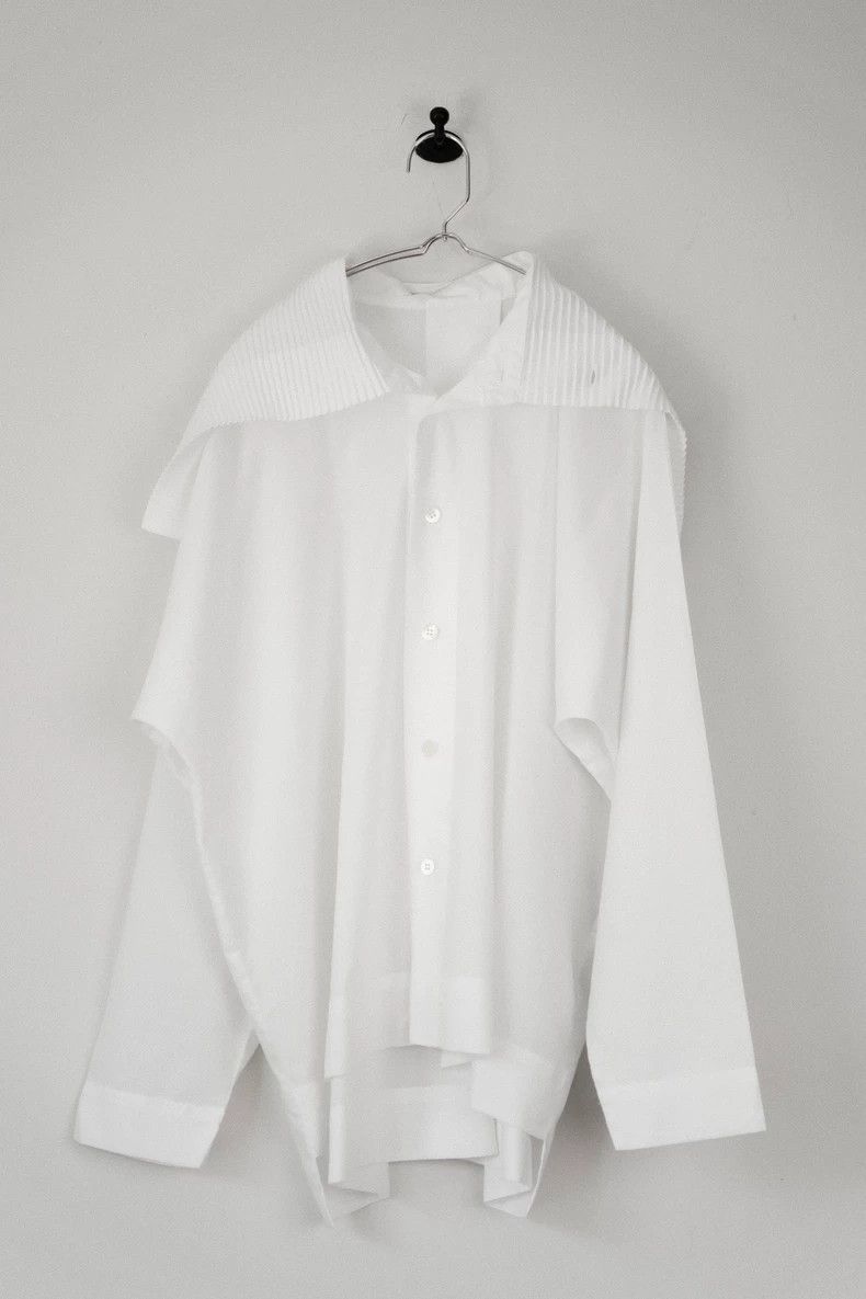 Issey Miyake Issey Miyake A white pleated collar shirt coat Size M / US 6-8 / IT 42-44 - 2 Thumbnail