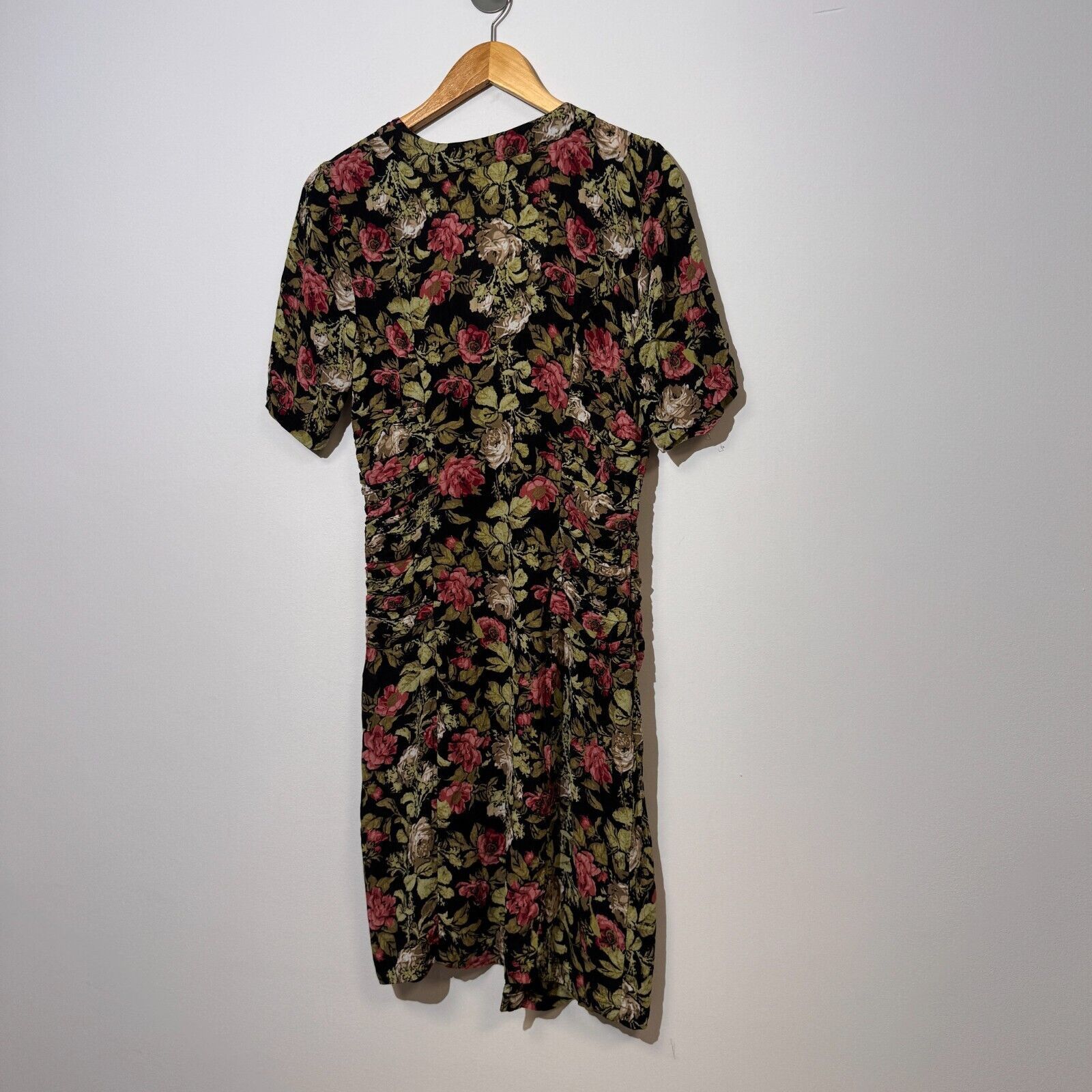 Ganni × Vintage Ganni Green Black Viscose Dress Size S Floral Pattern 90s Size S / US 4 / IT 40 - 16 Thumbnail