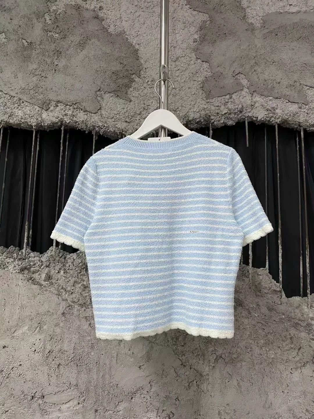 Miu Miu Miu Miu Blue White Stripe Logo Towel Tee Size US 28 / EU 44 - 2 Thumbnail